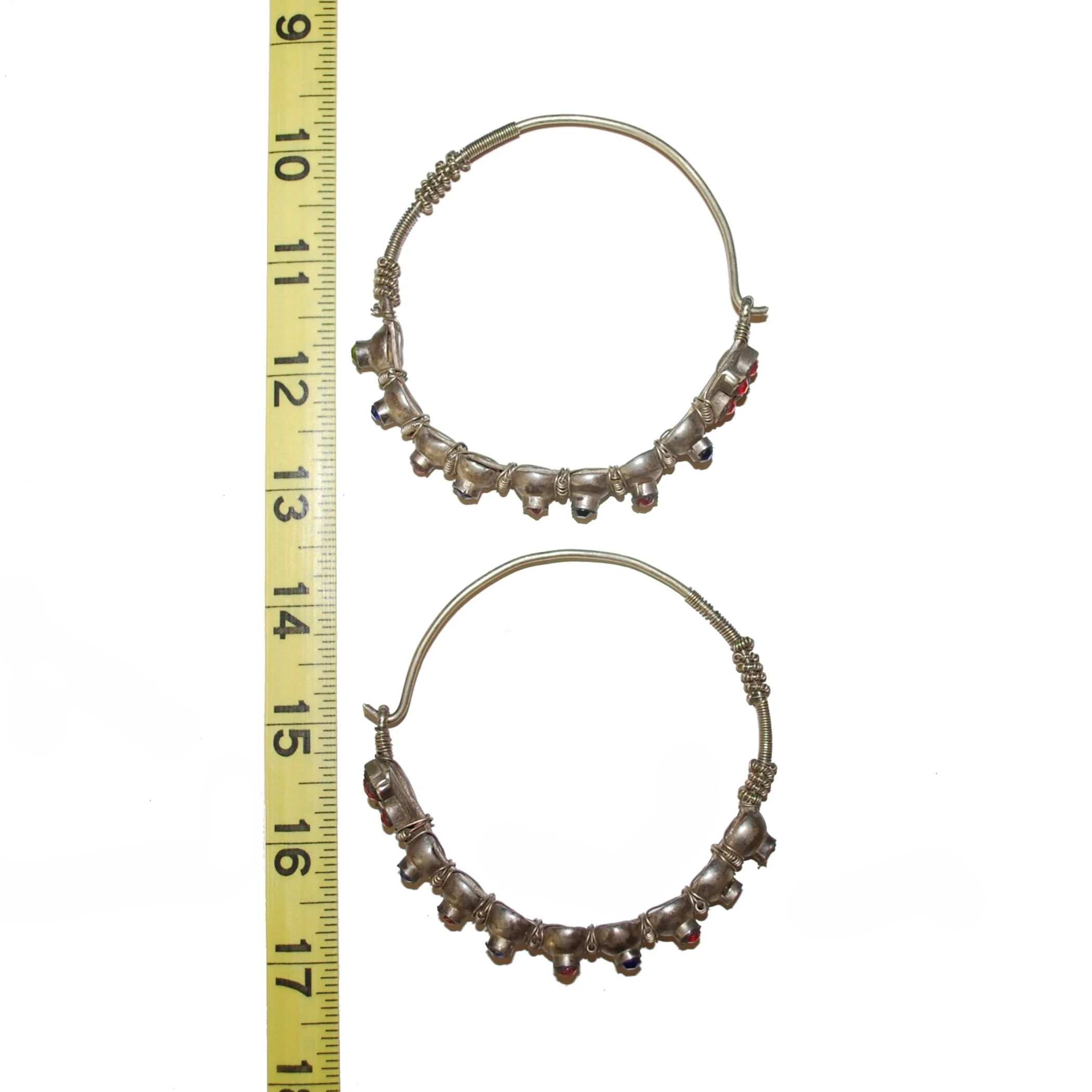 Large Kashmiri Hoop Earrings - Vintage