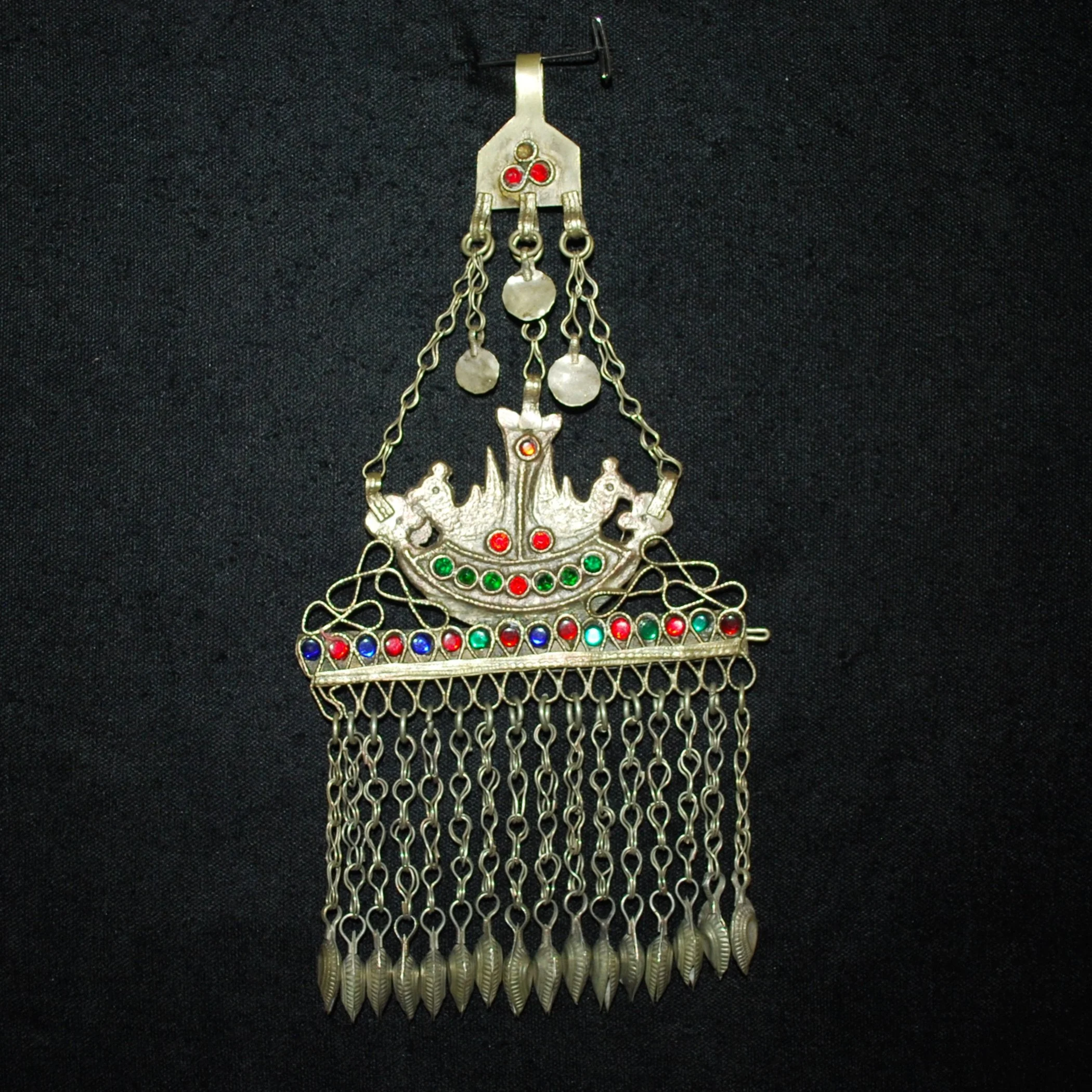 Large Kuchi tribal hair clip pendant