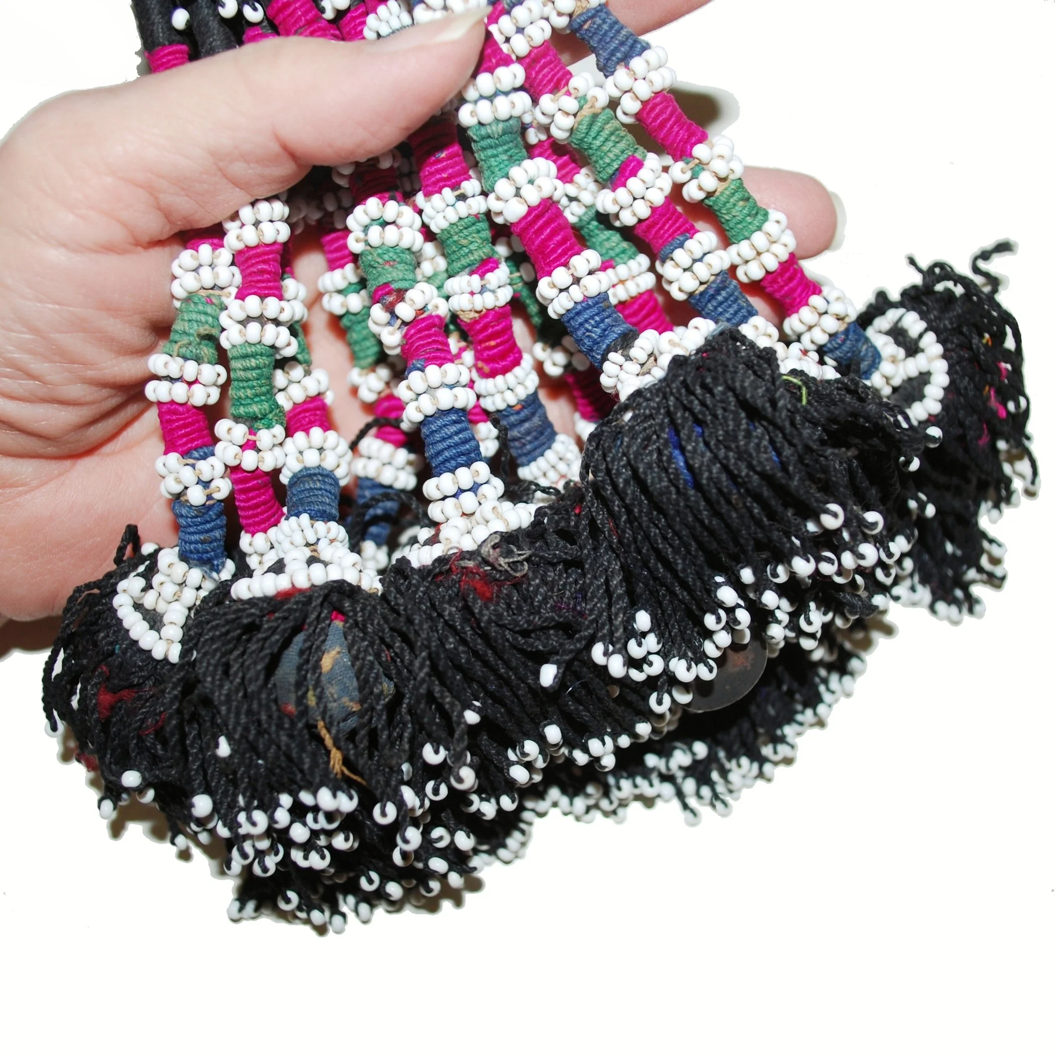 Turkoman Tribal Tassels PAIR - Vintage Silk / Cotton Tribal Tassels - Belly Dance