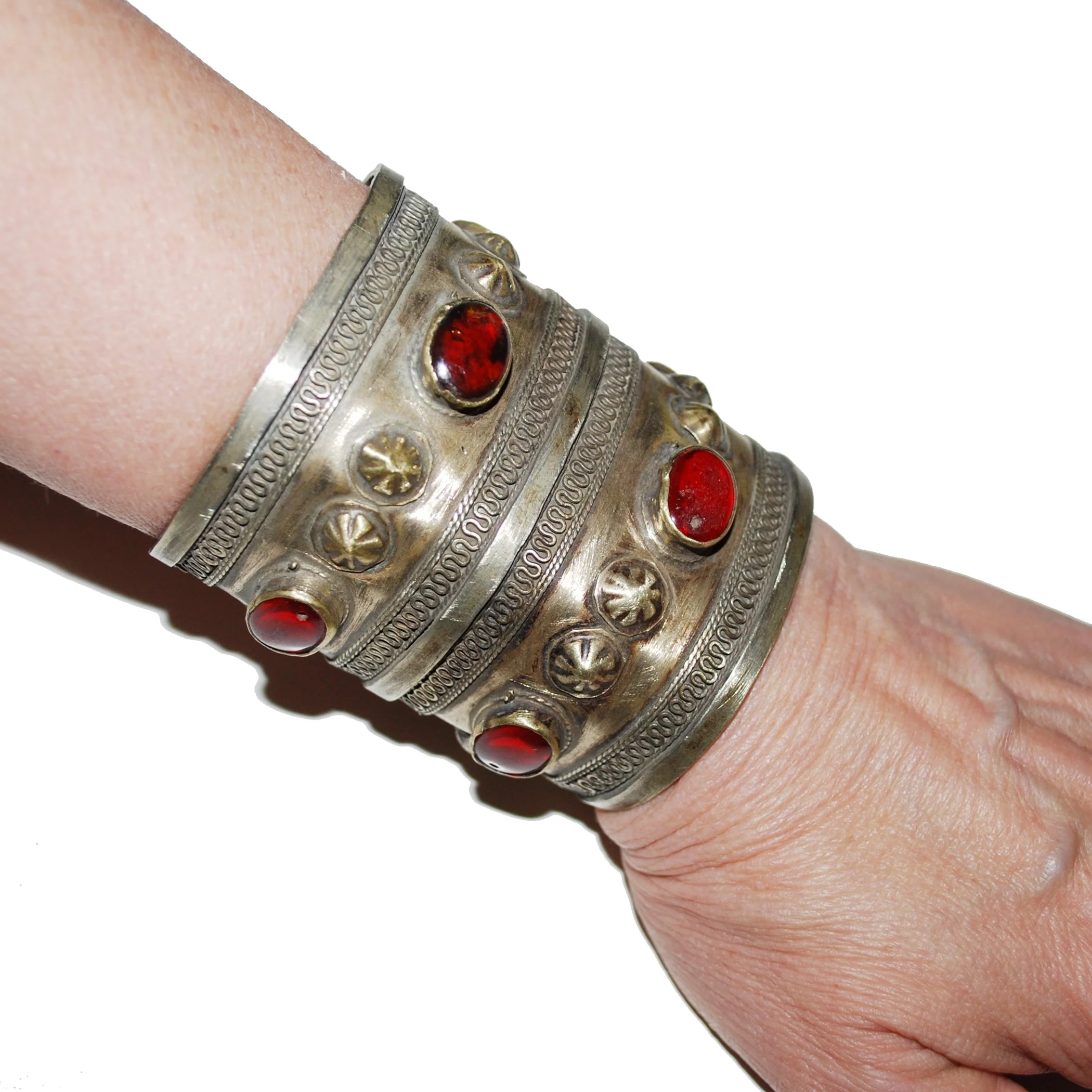 Turkoman Cuff Bracelets PAIR - Turkmen Bilezik Tribal Bracelets - Jeweled Cuffs