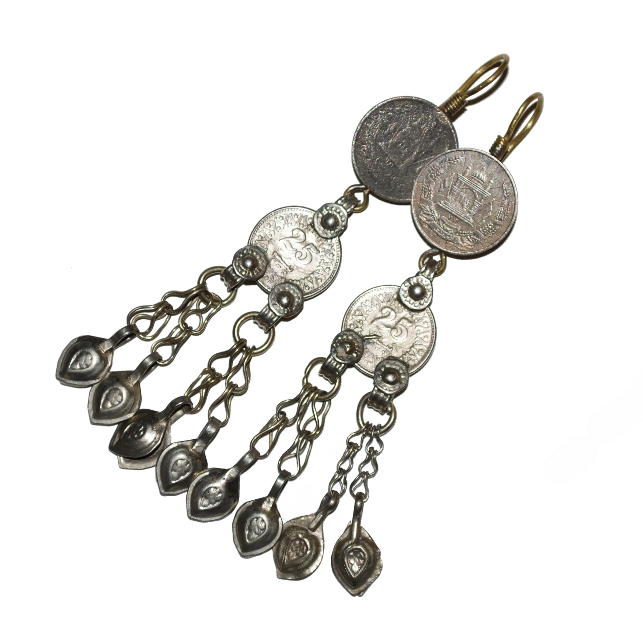 New Earrings Made with Vintage Coins and Dangles - Belly Dance Coin Earrings