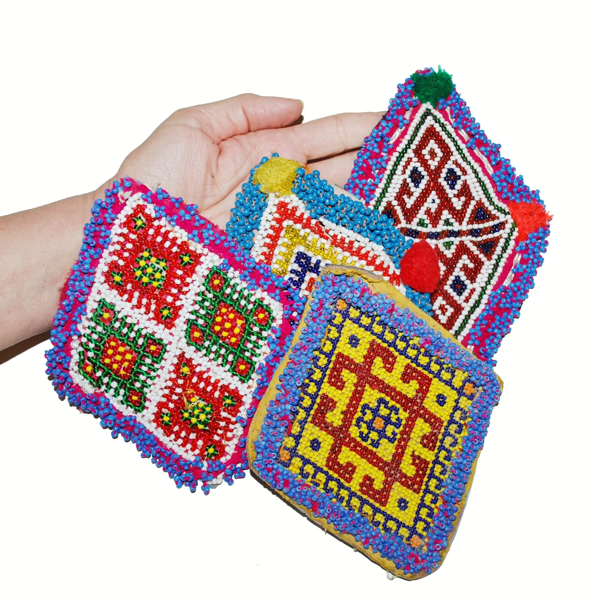 Kuchi Bead Medallions - Lot of  4 Pieces -  Vintage Gul Diamonds - Kuchi Patches