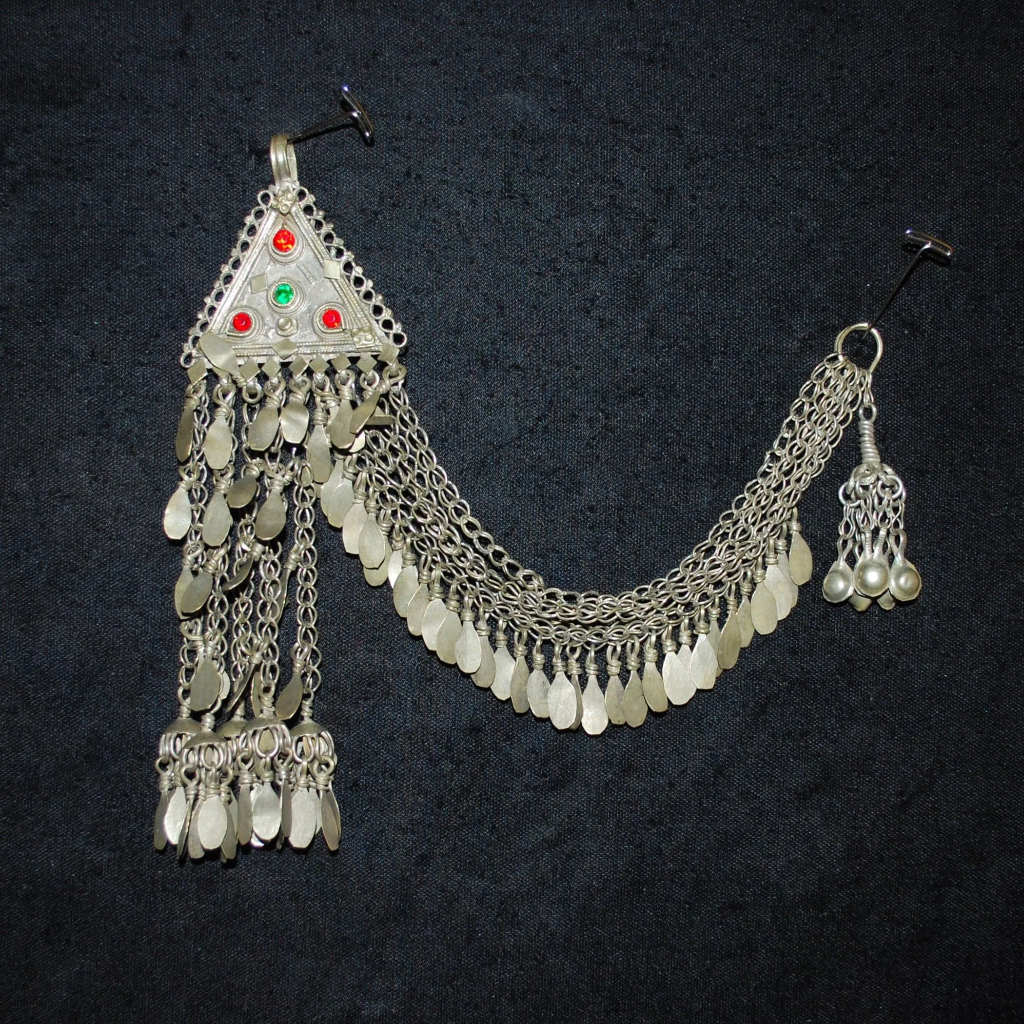 Vintage Kuchi Tribal Pendant for Belly Dance - Drape Pendant with Tassel Dangles