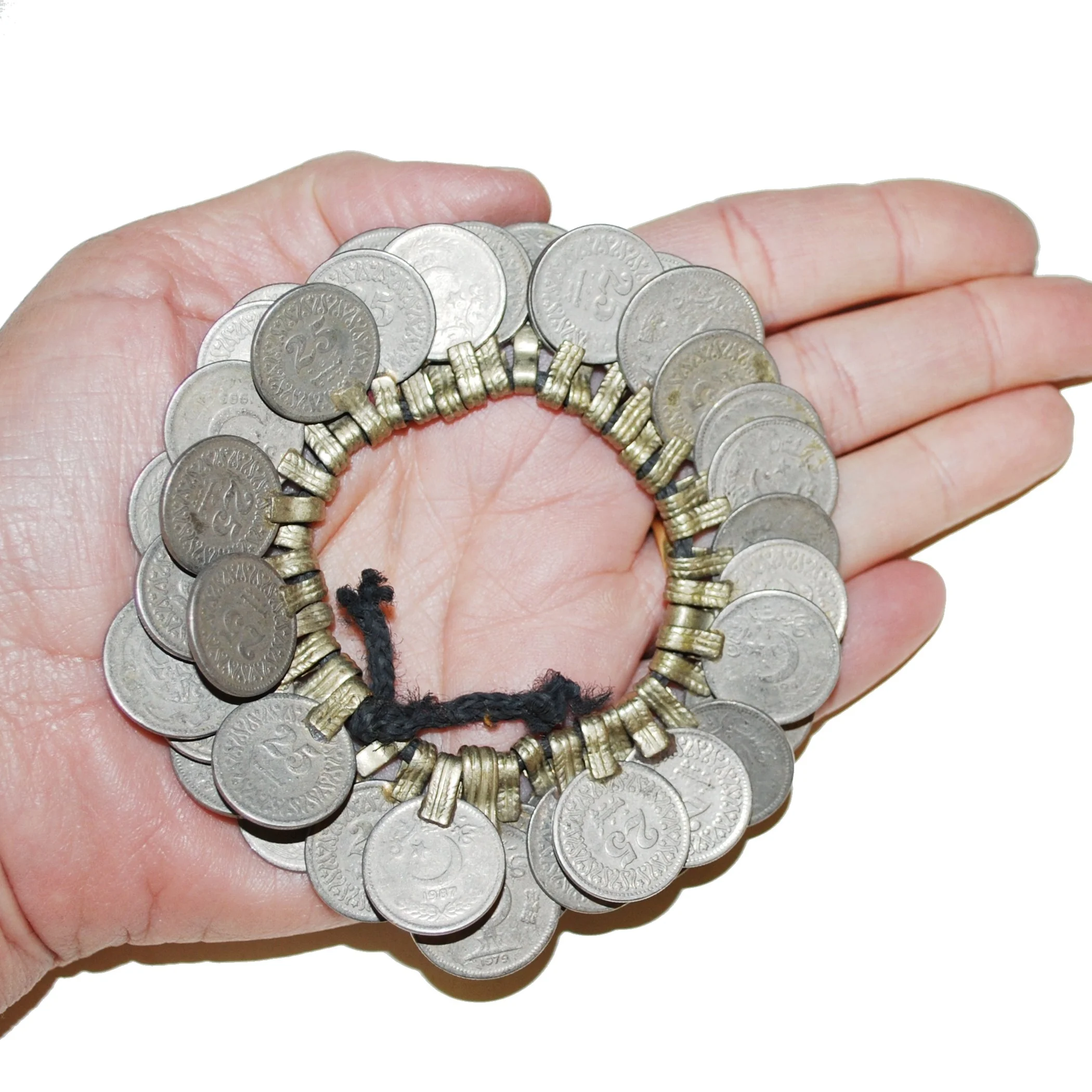 Vintage Kuchi Coins - 42 Small Tribal Coins - Belly Dance DIY Coins on String