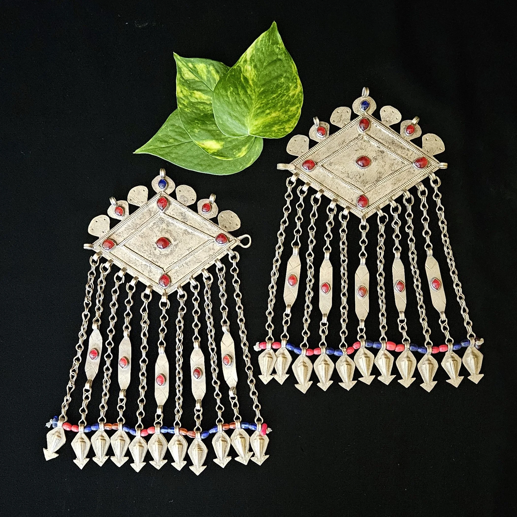 Turkoman Doonbajik Pendants - Vintage Matched PAIR - Belly Dance Costuming