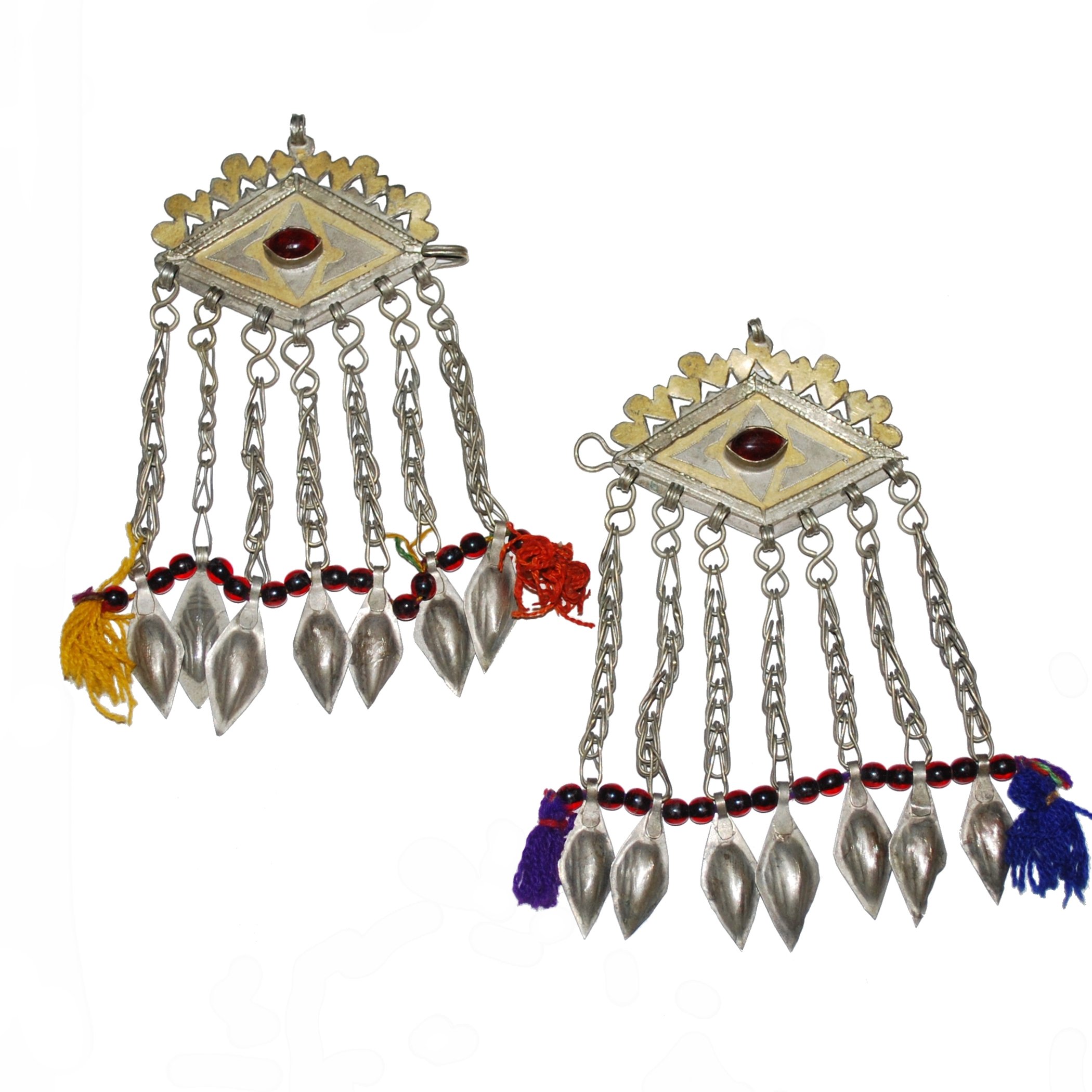 Vintage Pair of Turkoman Doonbajik Pendants - Turkmen Gold Washed PAIR