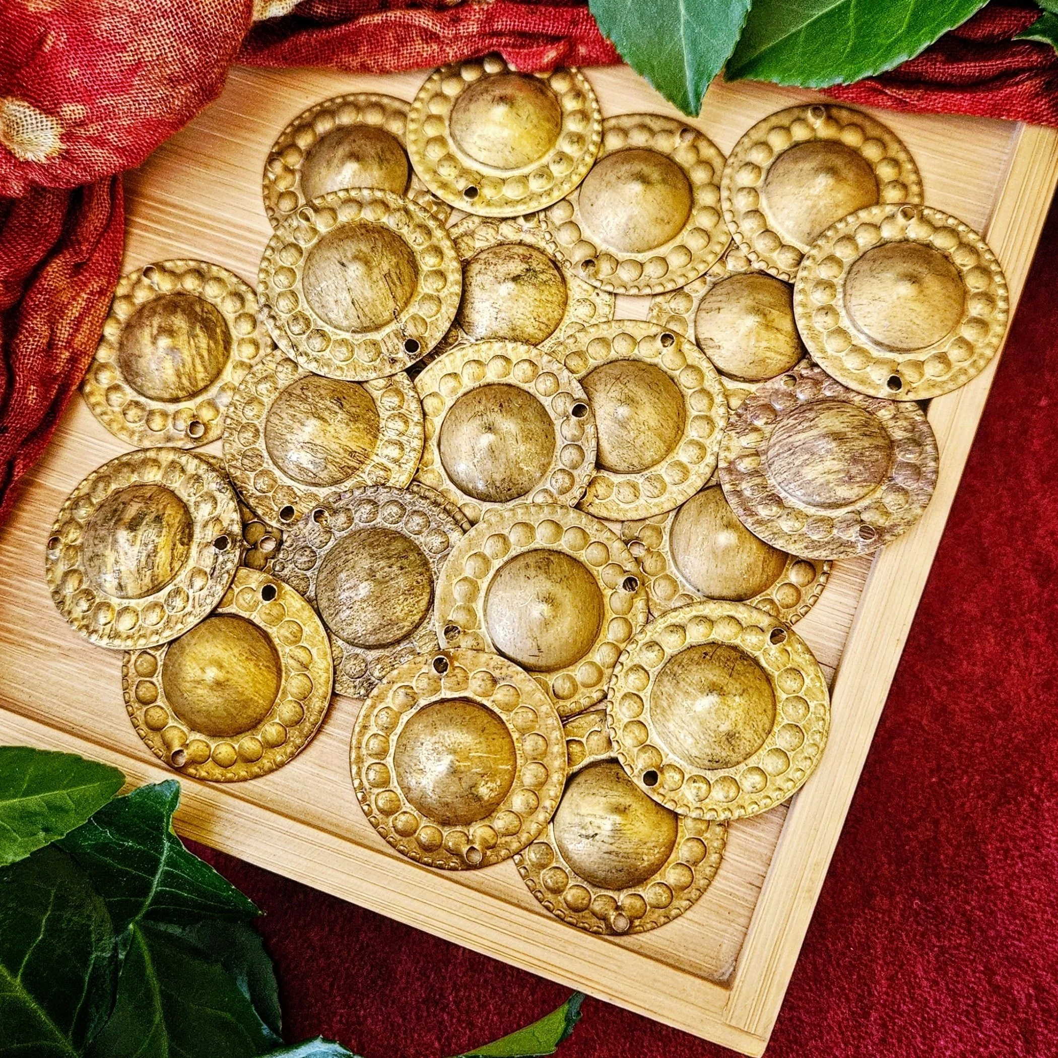 Antique Brass - LG Round Sew-Amulets Components - Belly Dance DIY - 25 Pcs