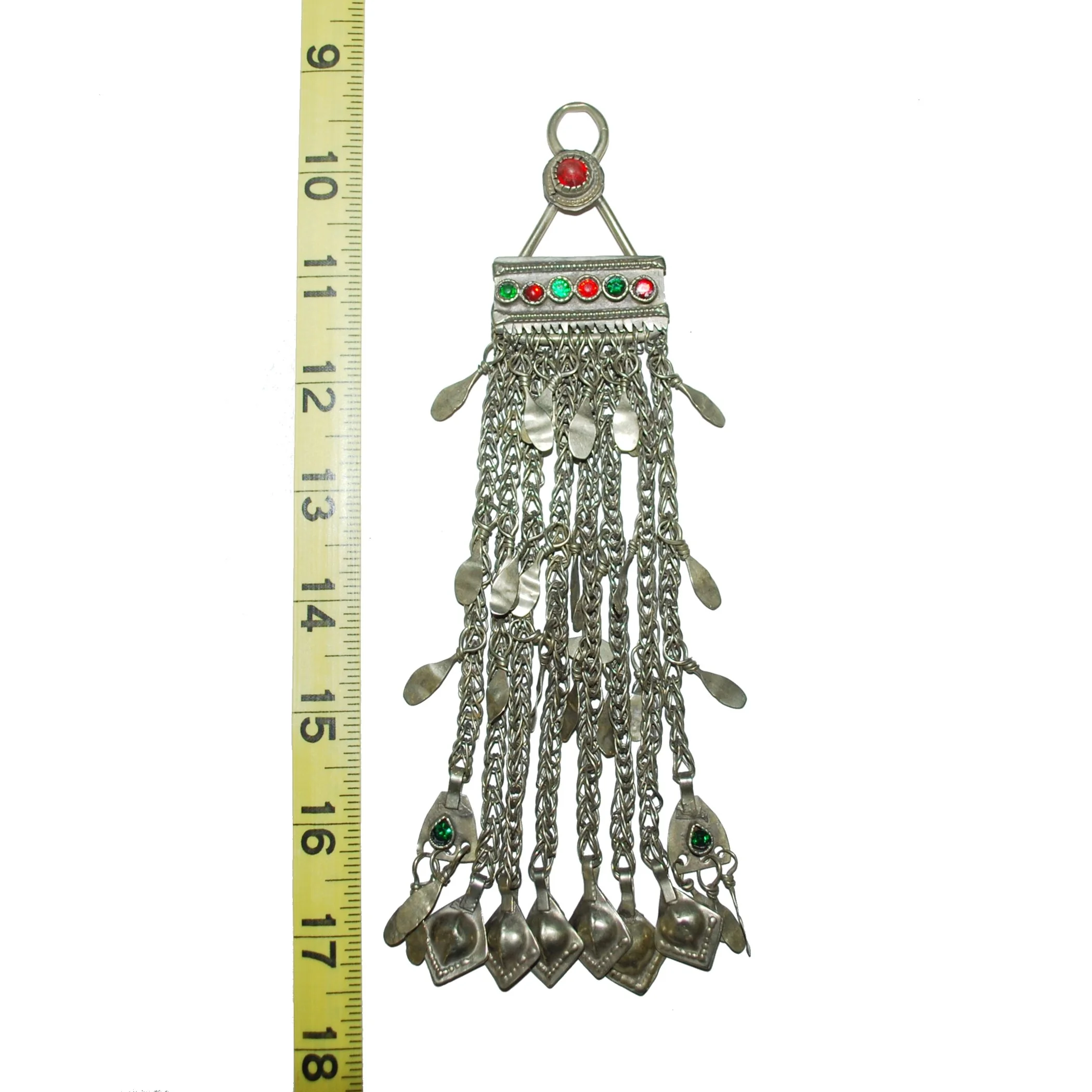 Vintage Kuchi Long Pendant - Long Chains Large Hollow Dangles - Belly Dance DIY