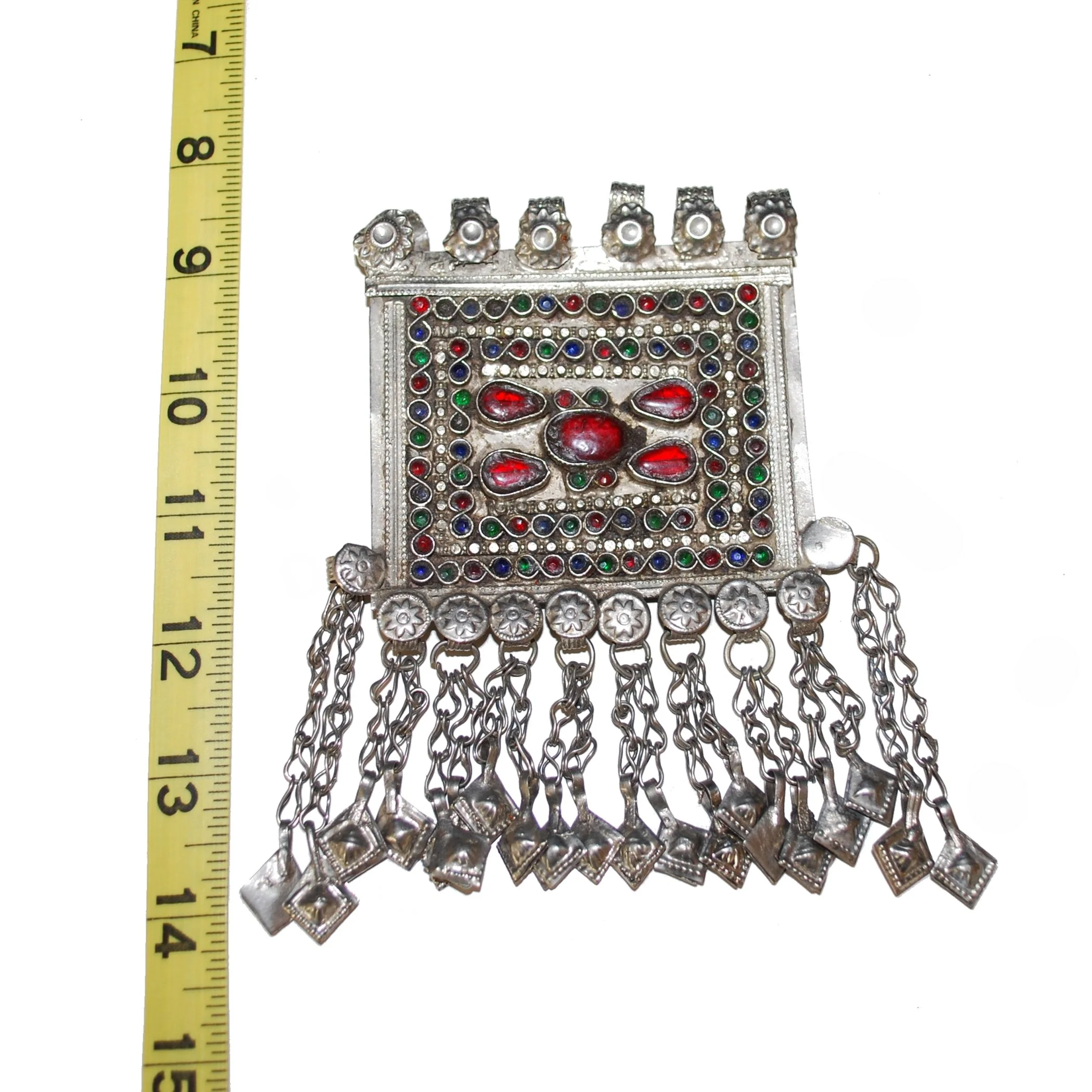 Large Vintage Kuchi Square Pendant - Pendants for Tribal Belly Dance Costuming