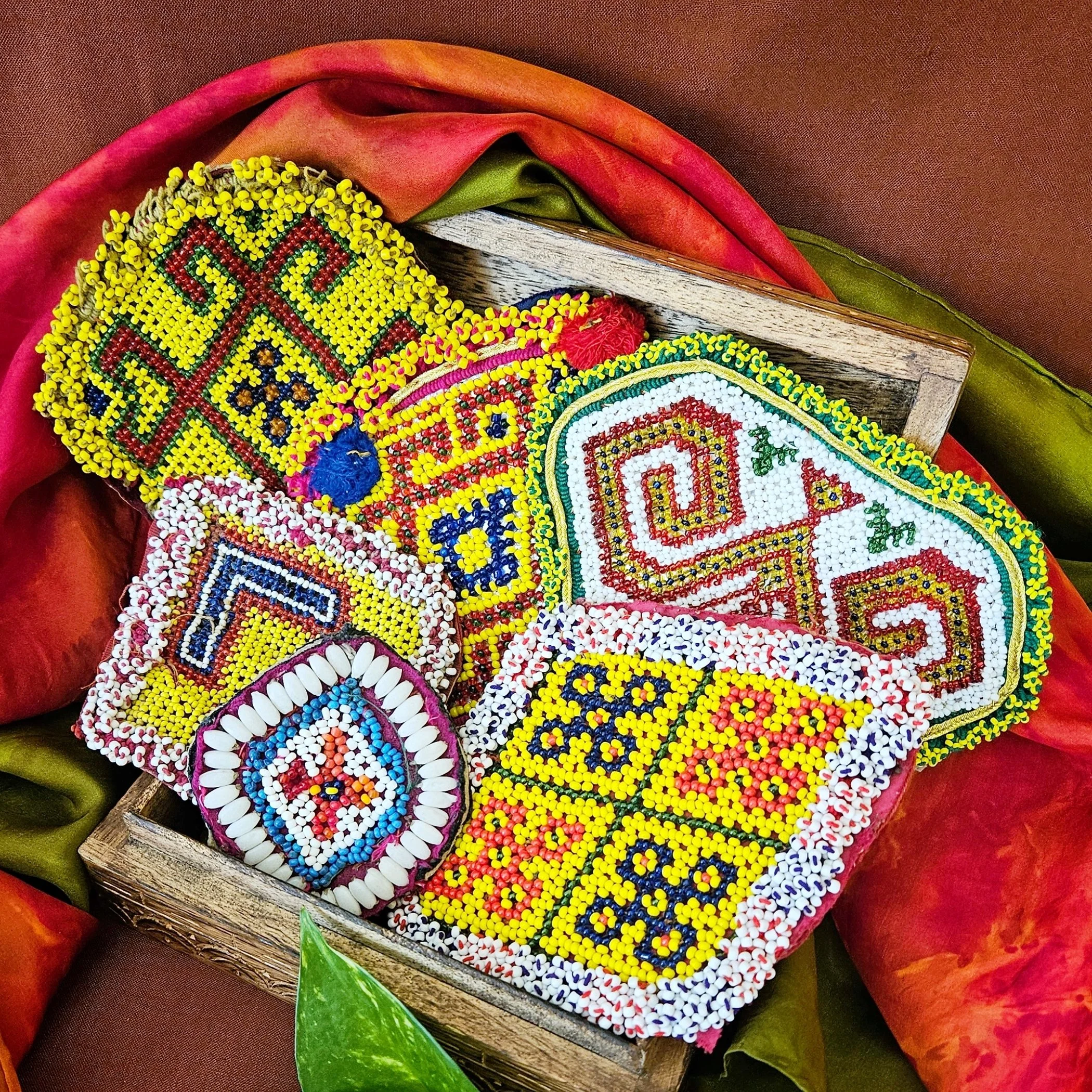 Kuchi Bead Medallions - Lot of  6 Pieces -  Vintage Gul Various Shapes - Kuchi Patches