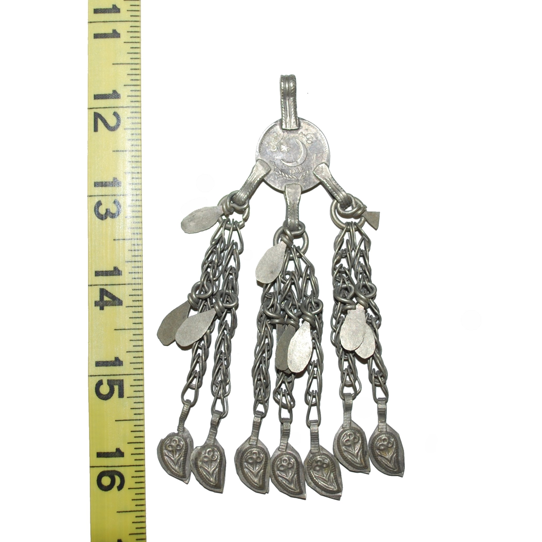 Kuchi Jingle Coin Pendant with Hollow Heart Dangles - Kuchi Belly Dance DIY