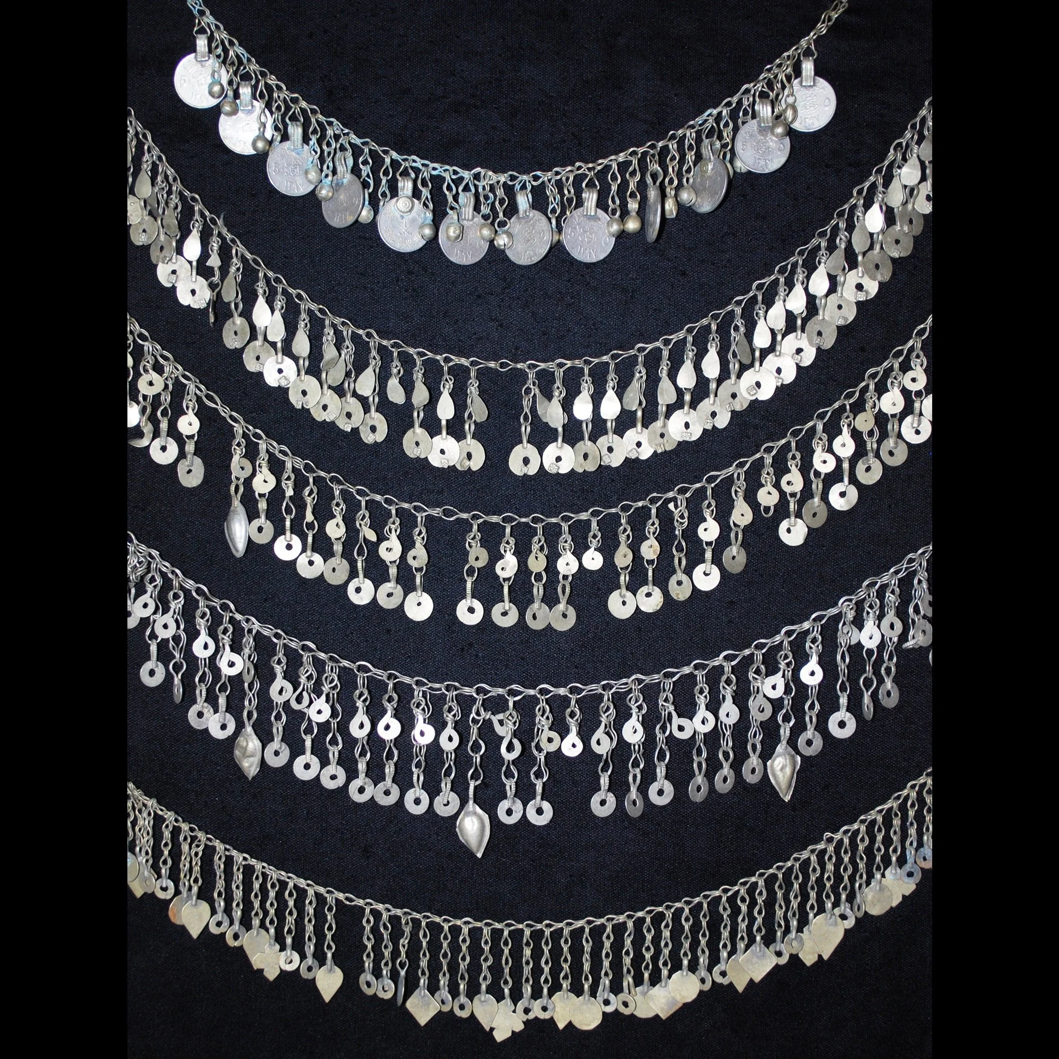 Kuchi Chain Fringe Vintage - Five Pieces - Tribal Chain Fringe for  Belly Dance