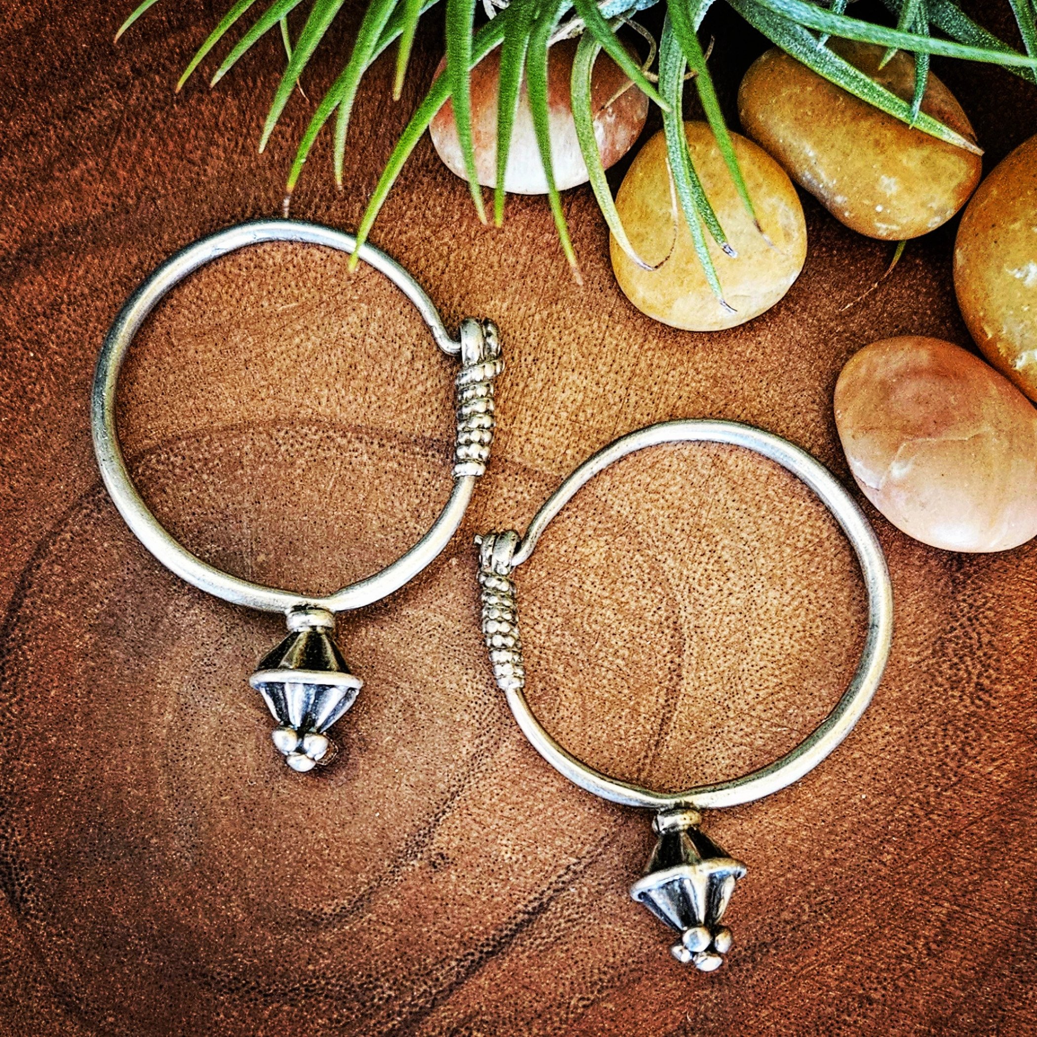 Vintage Tribal SILVER Hoops - Sindhi Style Earrings - Belly Dance Earrings