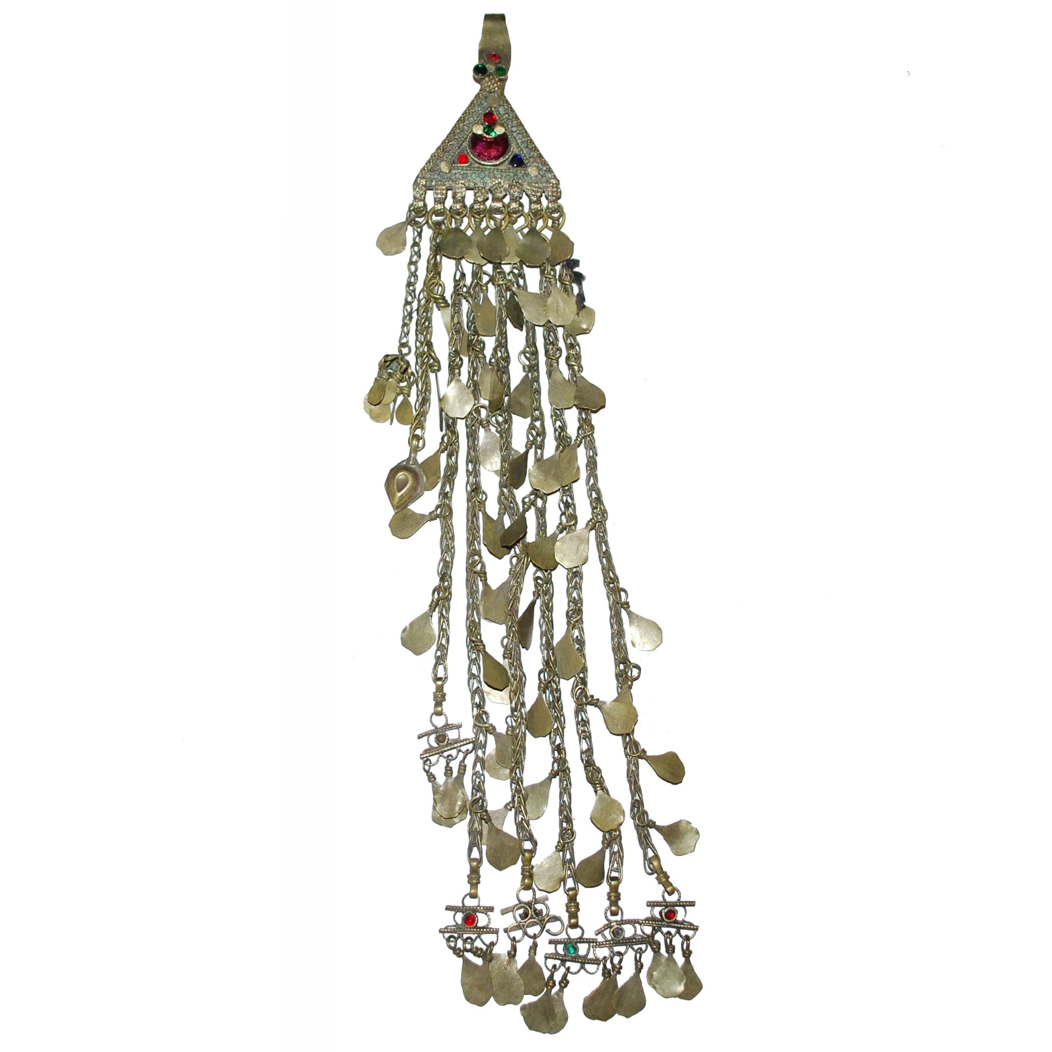 Vintage Kuchi Pendant - Long Chain Dangles - Tribal Belly Dance Pendant