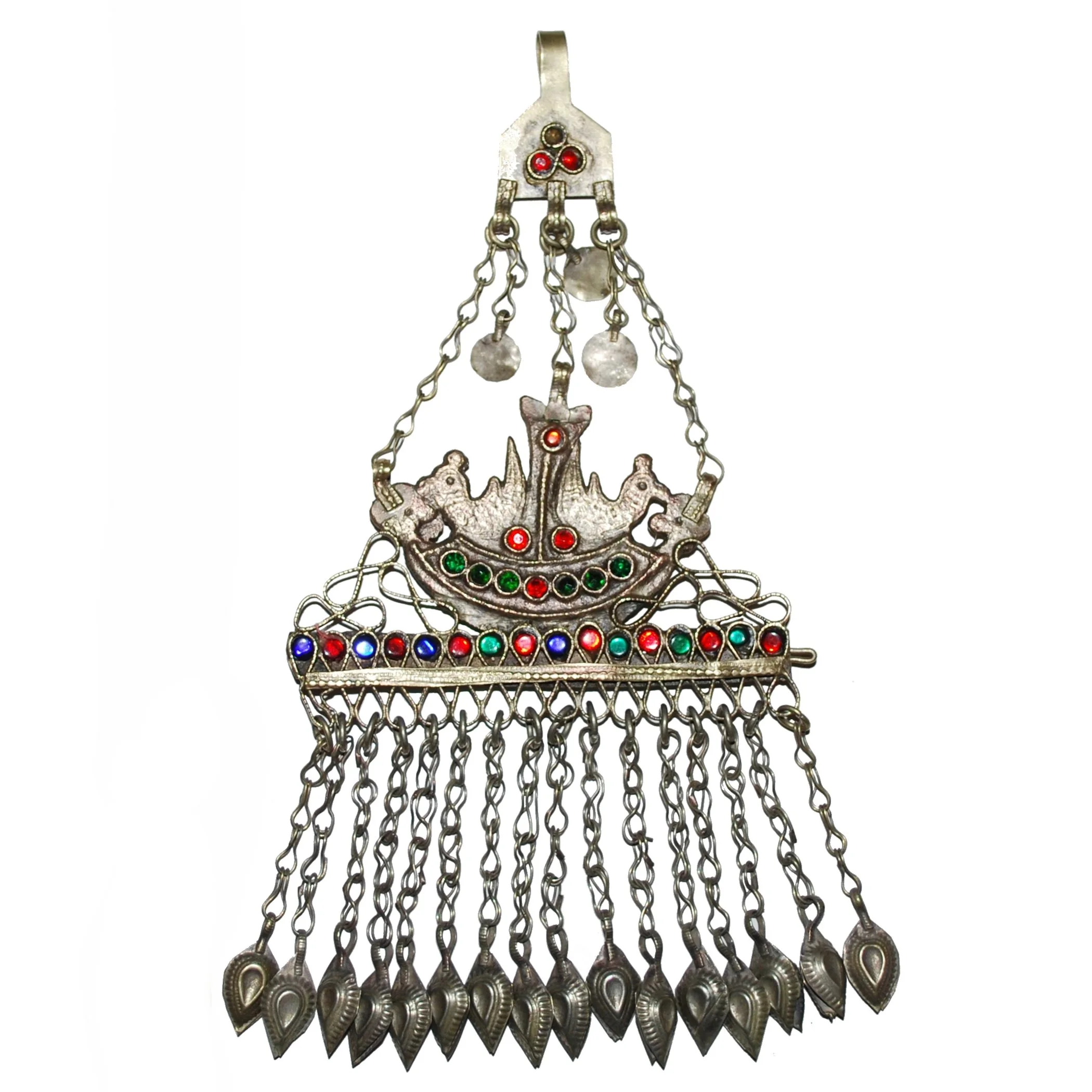 Large vintage tribal hair clip pendant
