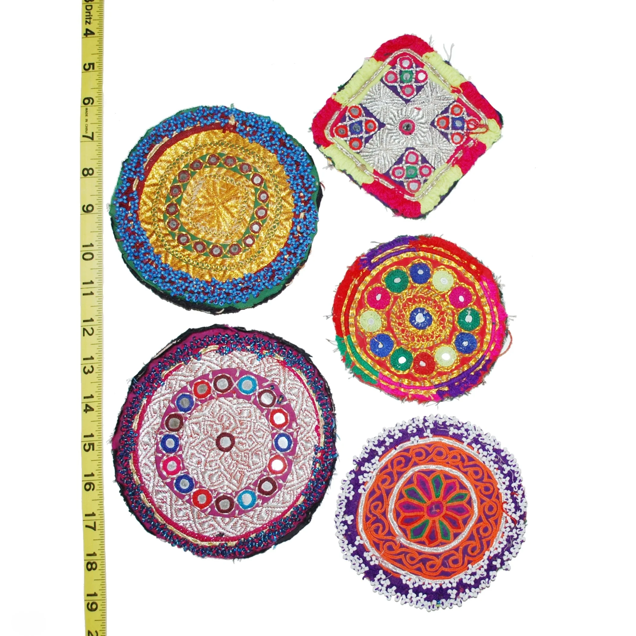 Kuchi Beaded Gul - Lot of  5 Pieces - Vintage Embroidery Medallions - Patches