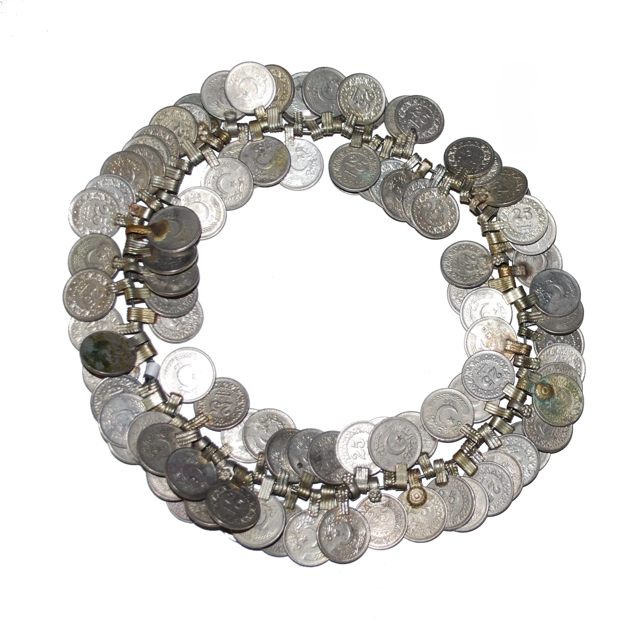 50 Lot Kuchi Silver Coins – Middle Eastern Belly Dancing Decor, Antiqued Finish, Made In Pakistan