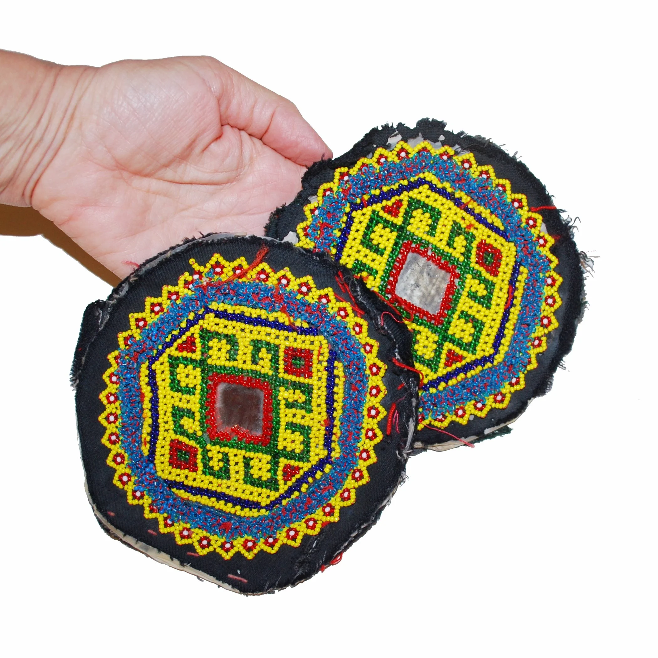 Vintage Kuchi Bead Medallions - Gul i Peron - PAIR - 5 Inches - Costume DIY