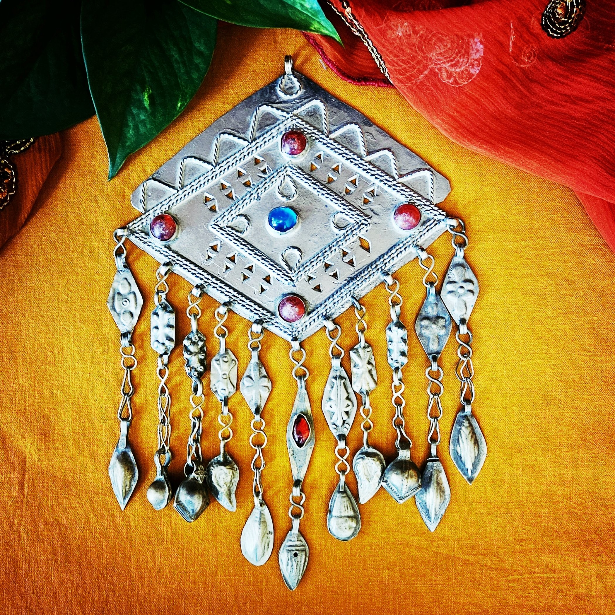 Turkoman Doonbajik Pendant - Large SINGLE - Stamps, Jewels, Hollow Dangles