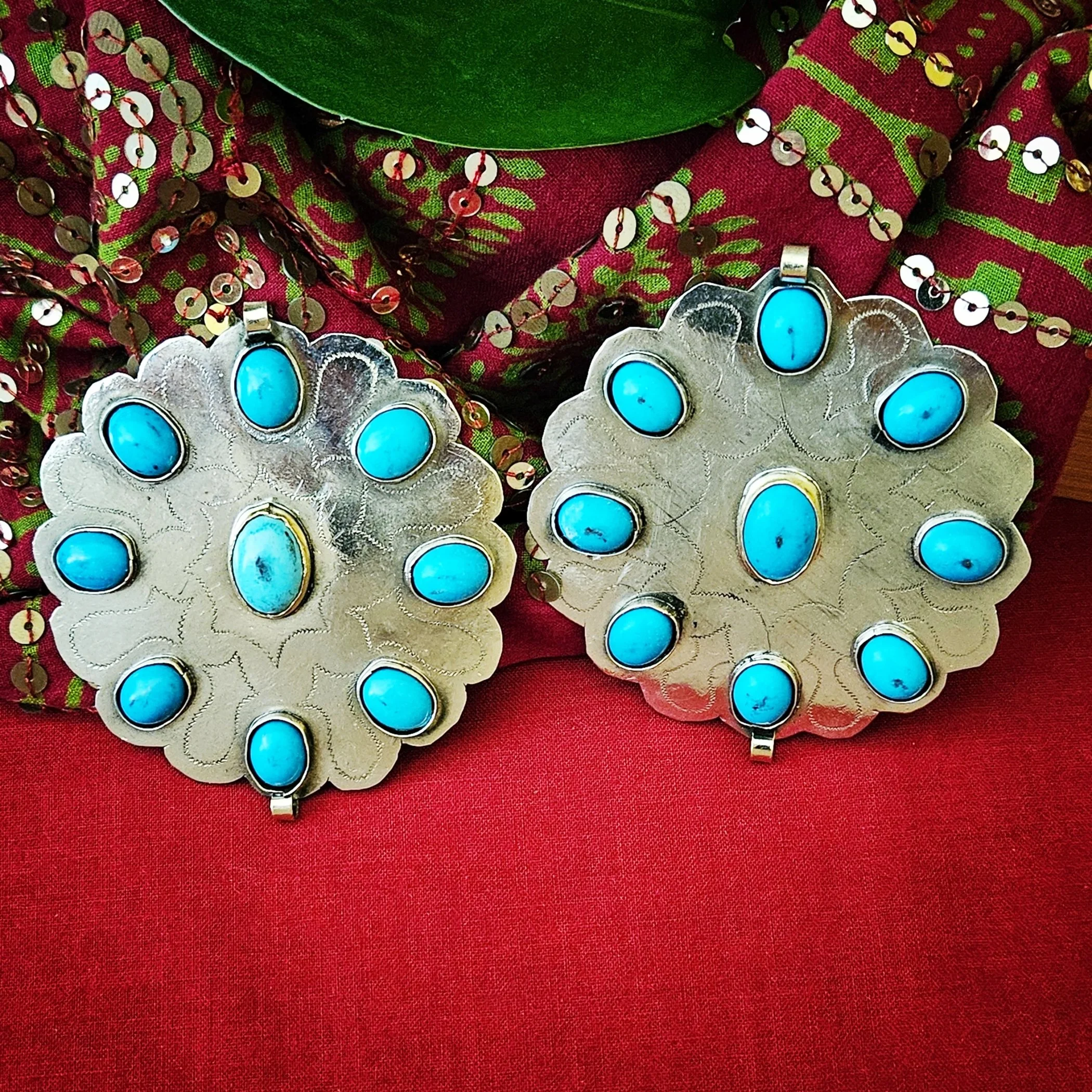 New Turkoman Style Link Pendant PAIRS - Belly Dance DIY  - Turquoise Only