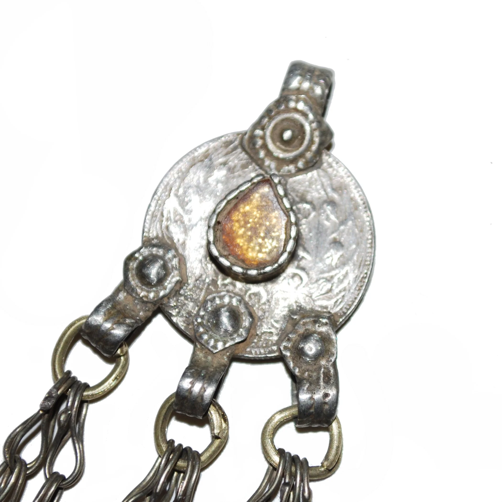 Vintage Kuchi Dangle Pendant - Yellow Jewel - Knot Dangles - Belly Dance DIY