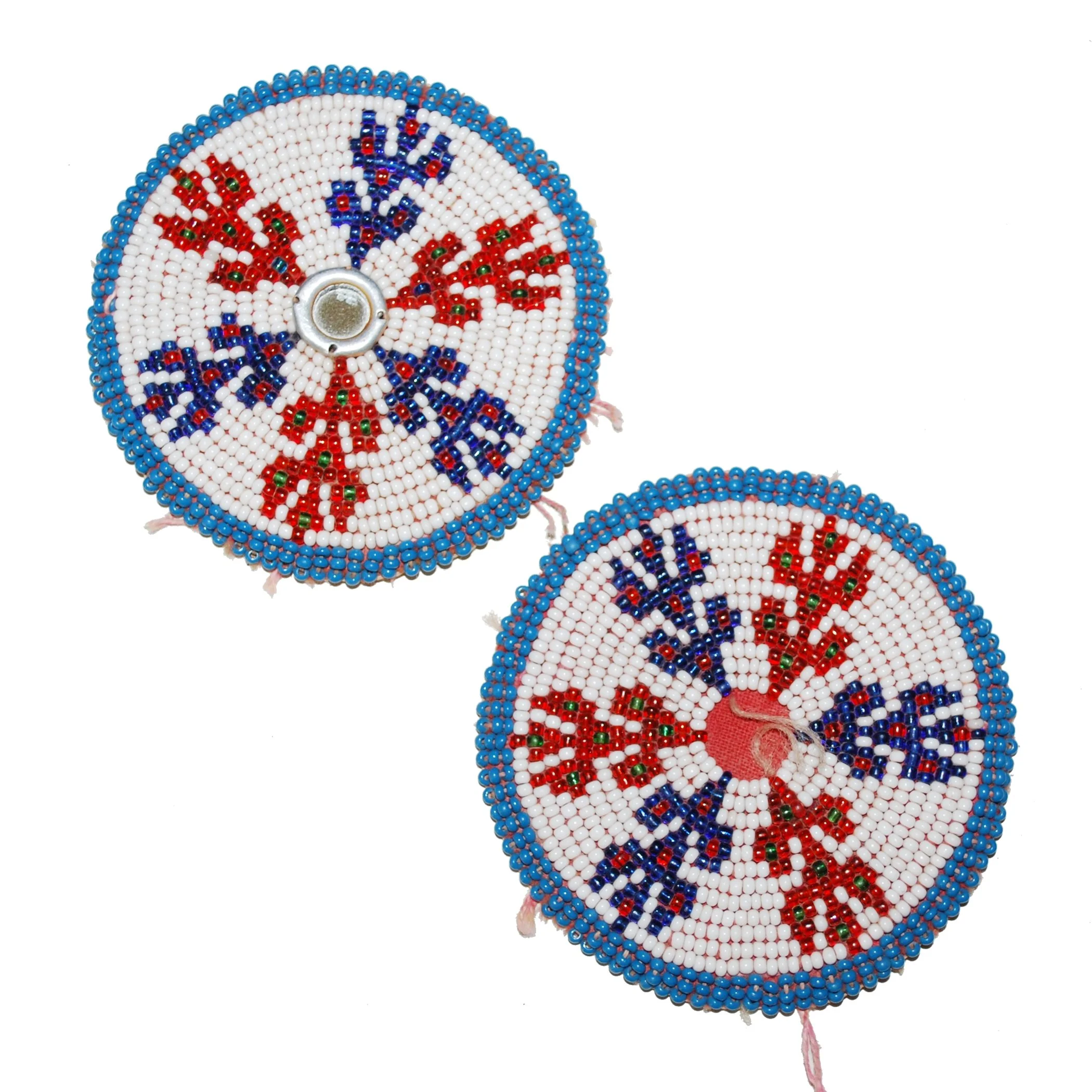 Kuchi Bead medallions - Vintage Beaded Gul i Peron - PAIR - 3 Inches - Belly Dance