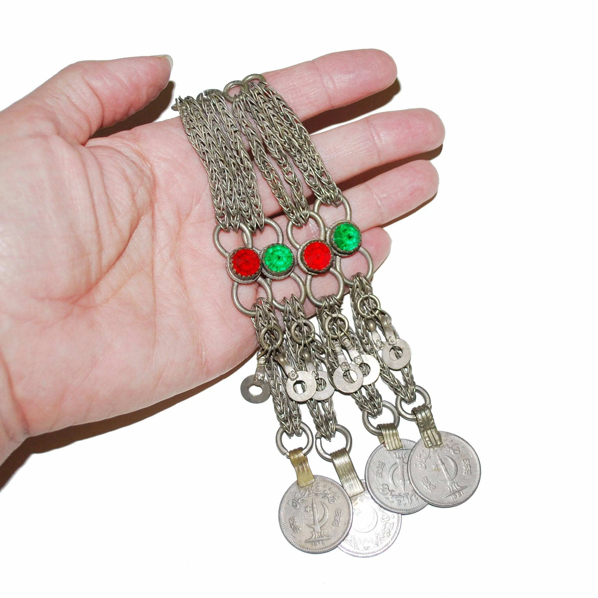 Set of 4 Kuchi Long Pendants with Jewels - DIY Belly Dance Costume Components