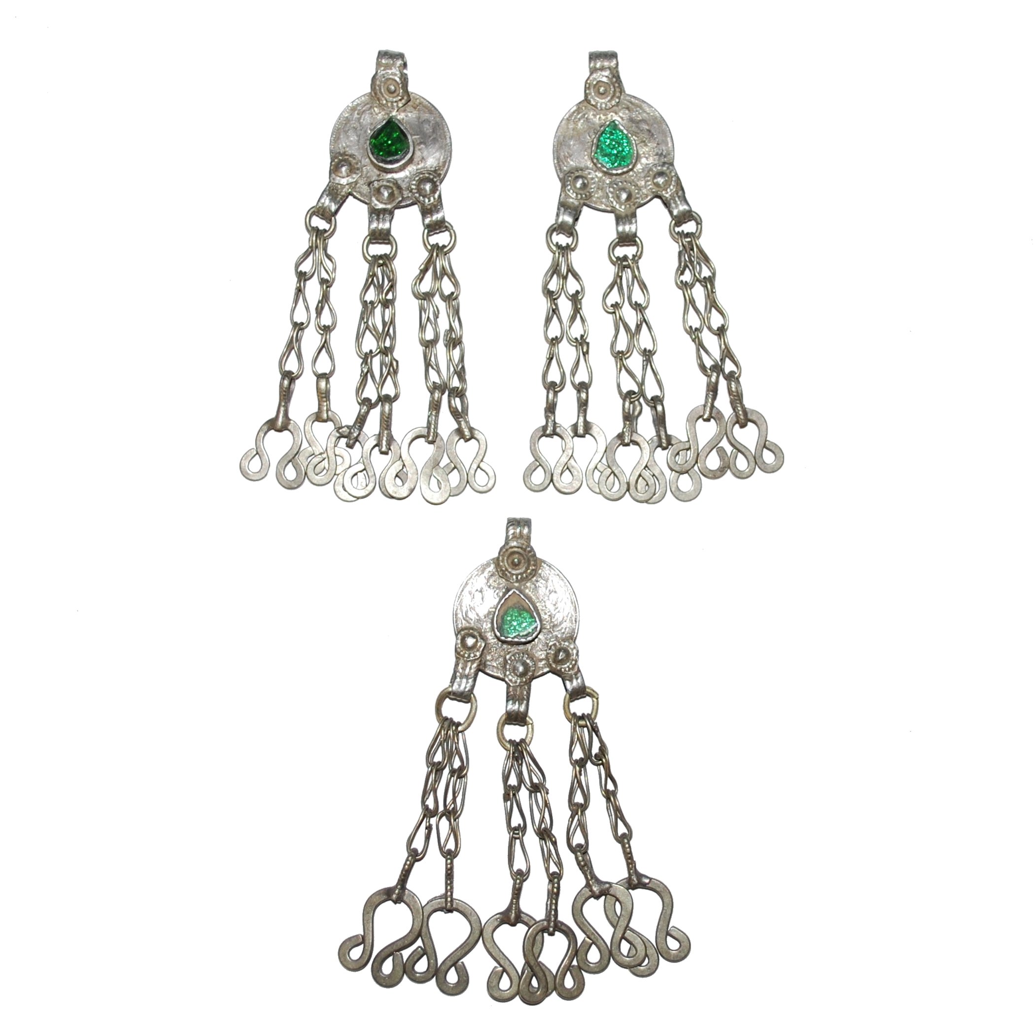 Vintage Kuchi Coin Pendants - Green Jewels - Knot Dangles - Belly Dance DIY