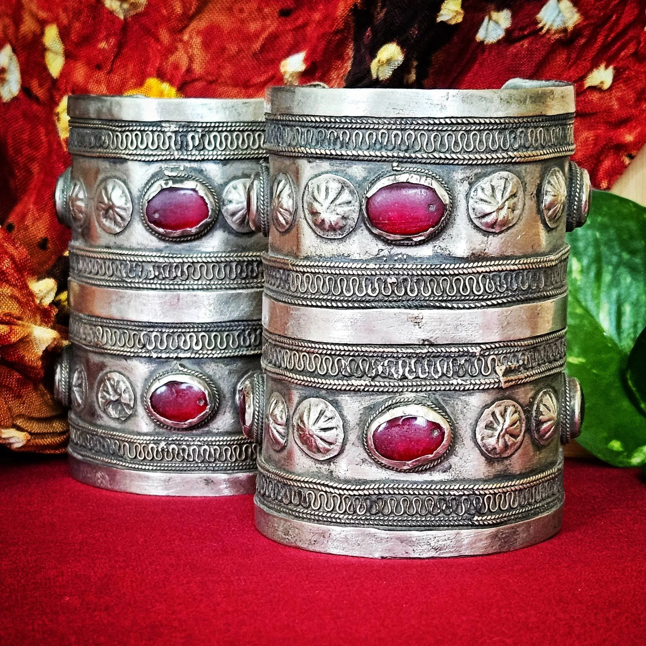 Turkoman Cuff Bracelets PAIR - Turkmen Bilezik Tribal Bracelets - Ersari Cuffs