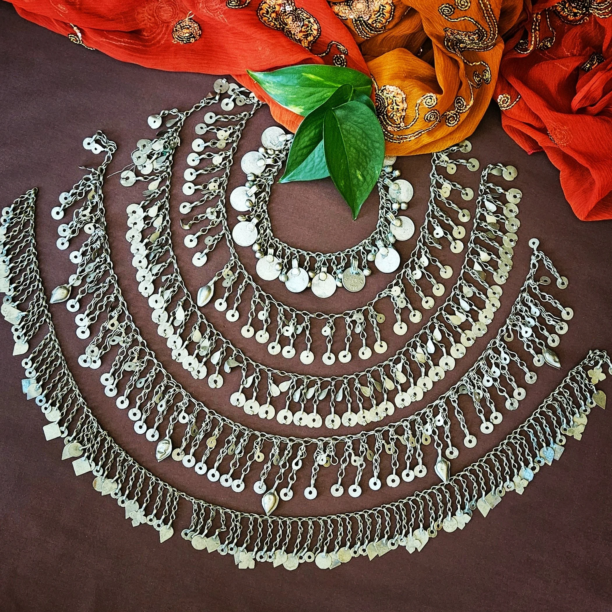Kuchi Chain Fringe Vintage - Five Pieces - Tribal Chain Fringe for  Belly Dance
