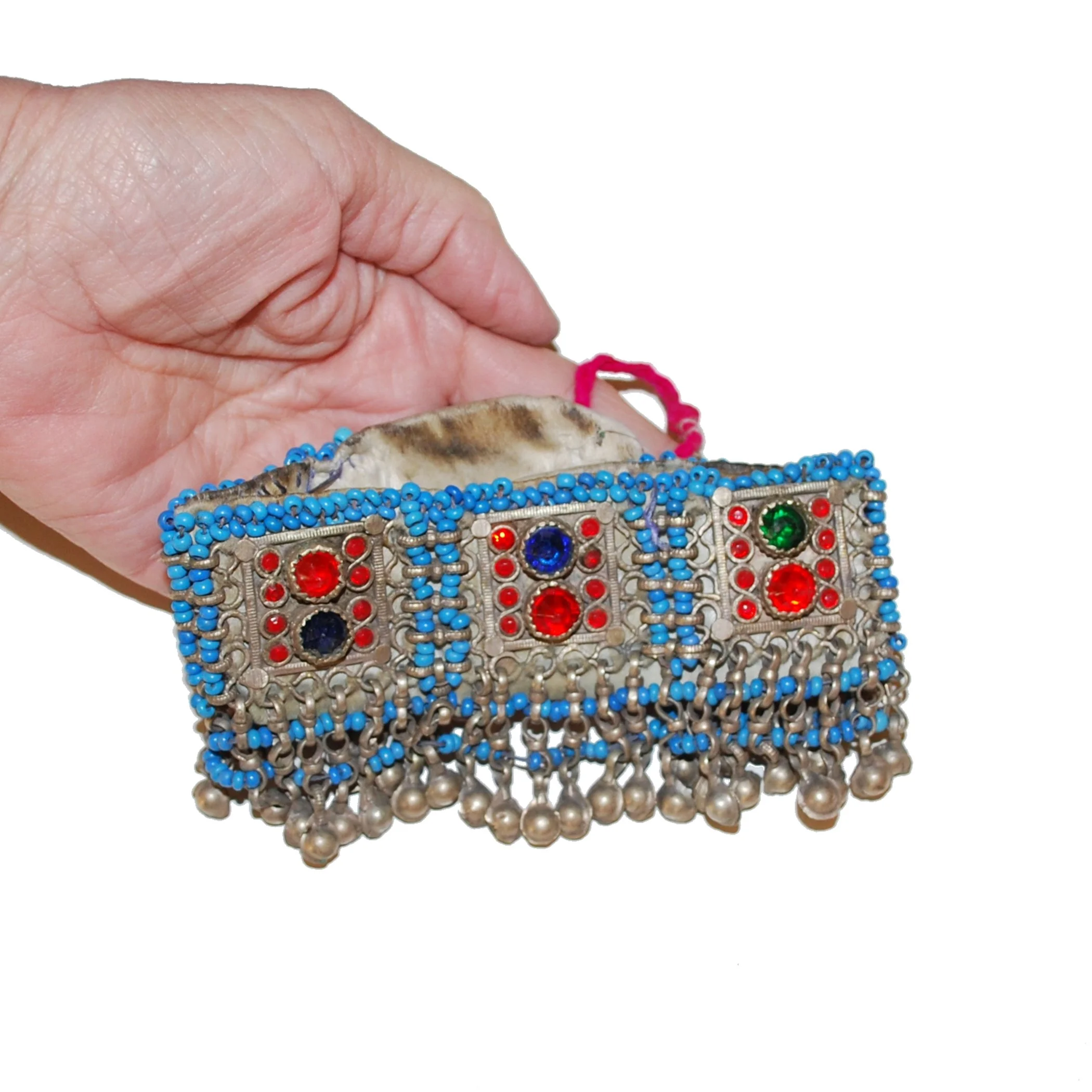 Kuchi Choker Necklace - Small Vintage Tribal Choker with Jewels / Bells