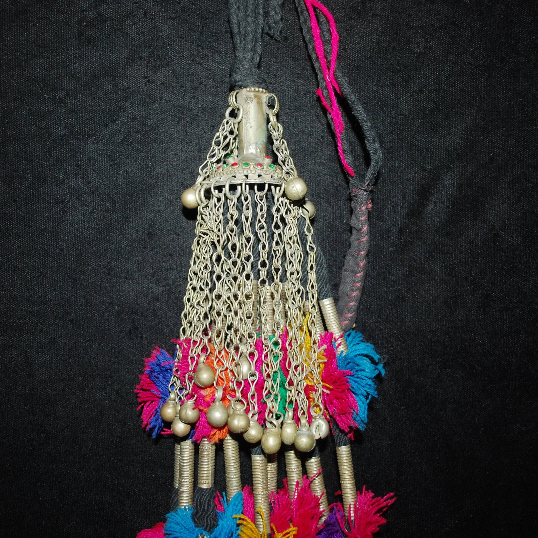 Waziri Tassel - Vintage Tribal Hair Tassels - Beading Poms Black - Belly Dance