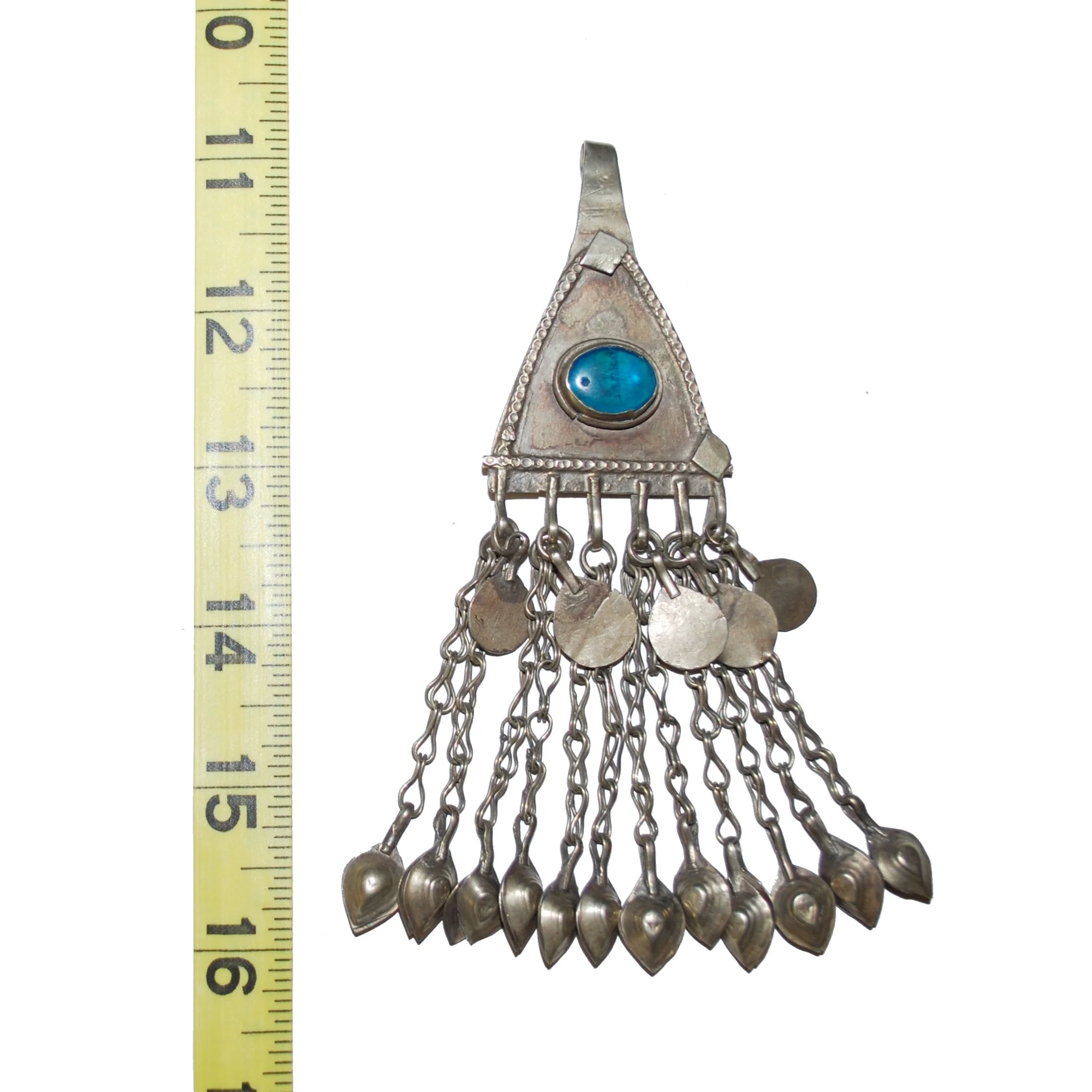 Jingling Kuchi Triangle Pendant - Vintage Tribal Pendant - Belly Dance Pendant