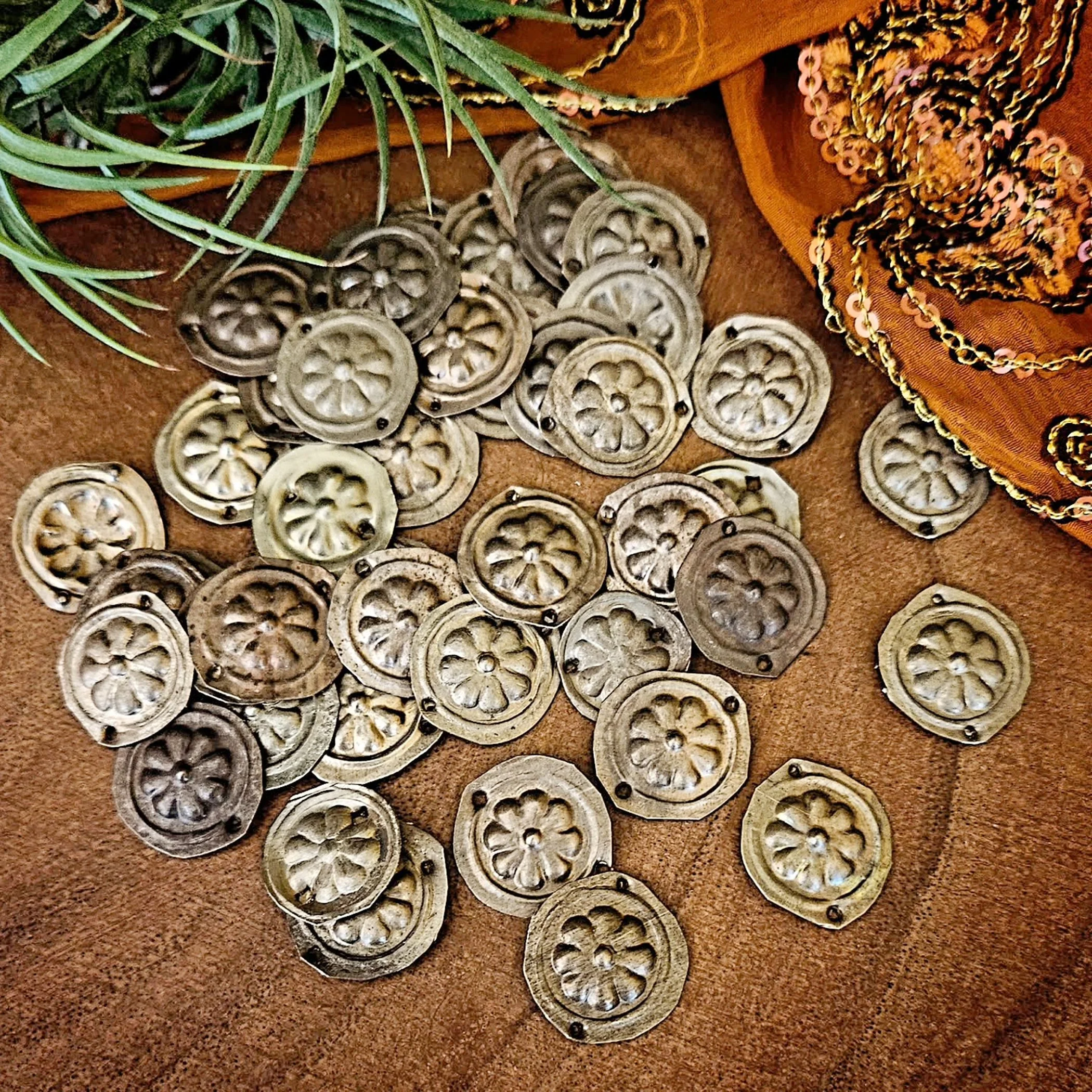 Tribal Amulets - Dark Antique Finish - Small Round - Pack of 75 - Tribal DIY Embellishments