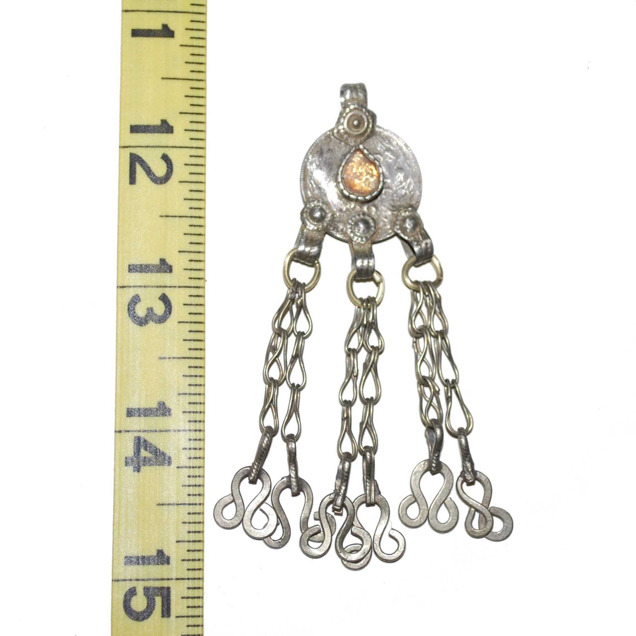 Vintage Kuchi Dangle Pendant - Yellow Jewel - Knot Dangles - Belly Dance DIY