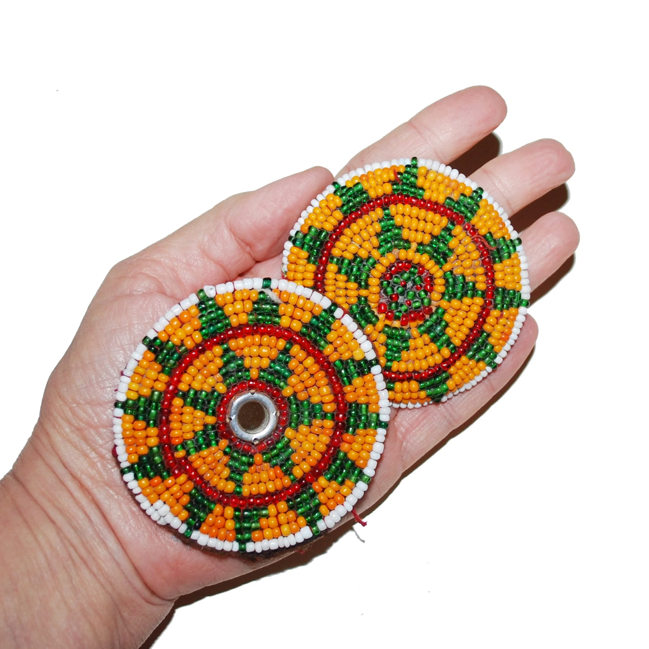 Kuchi Bead Medallions Gul i Peron - Vintage PAIR - 2.75 Inches - Tikka Medallions