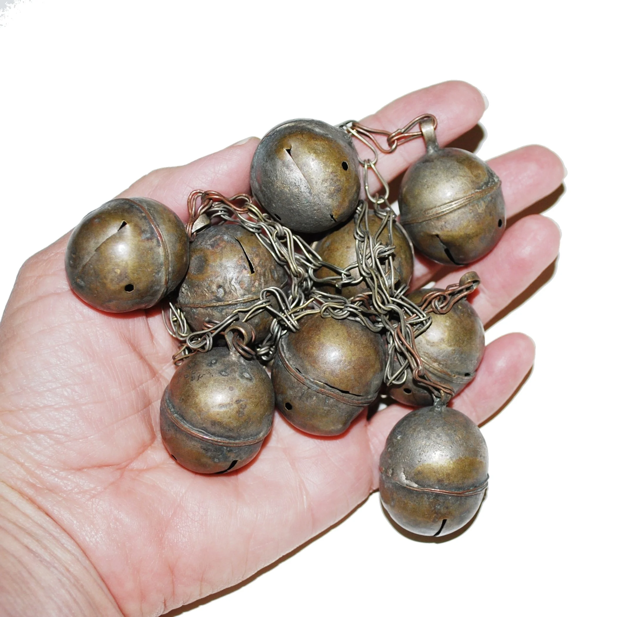 Turkoman Vintage Bells - Nine XL Bells on Chain - Tribal Turkman Bells Necklace