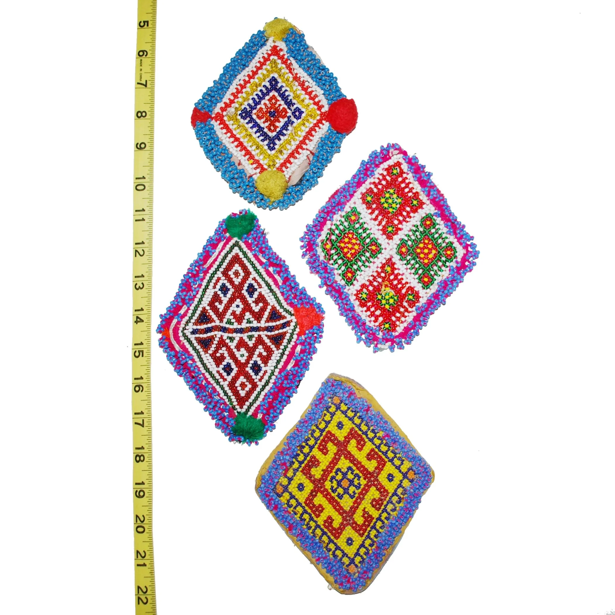 Kuchi Bead Medallions - Lot of  4 Pieces -  Vintage Gul Diamonds - Kuchi Patches