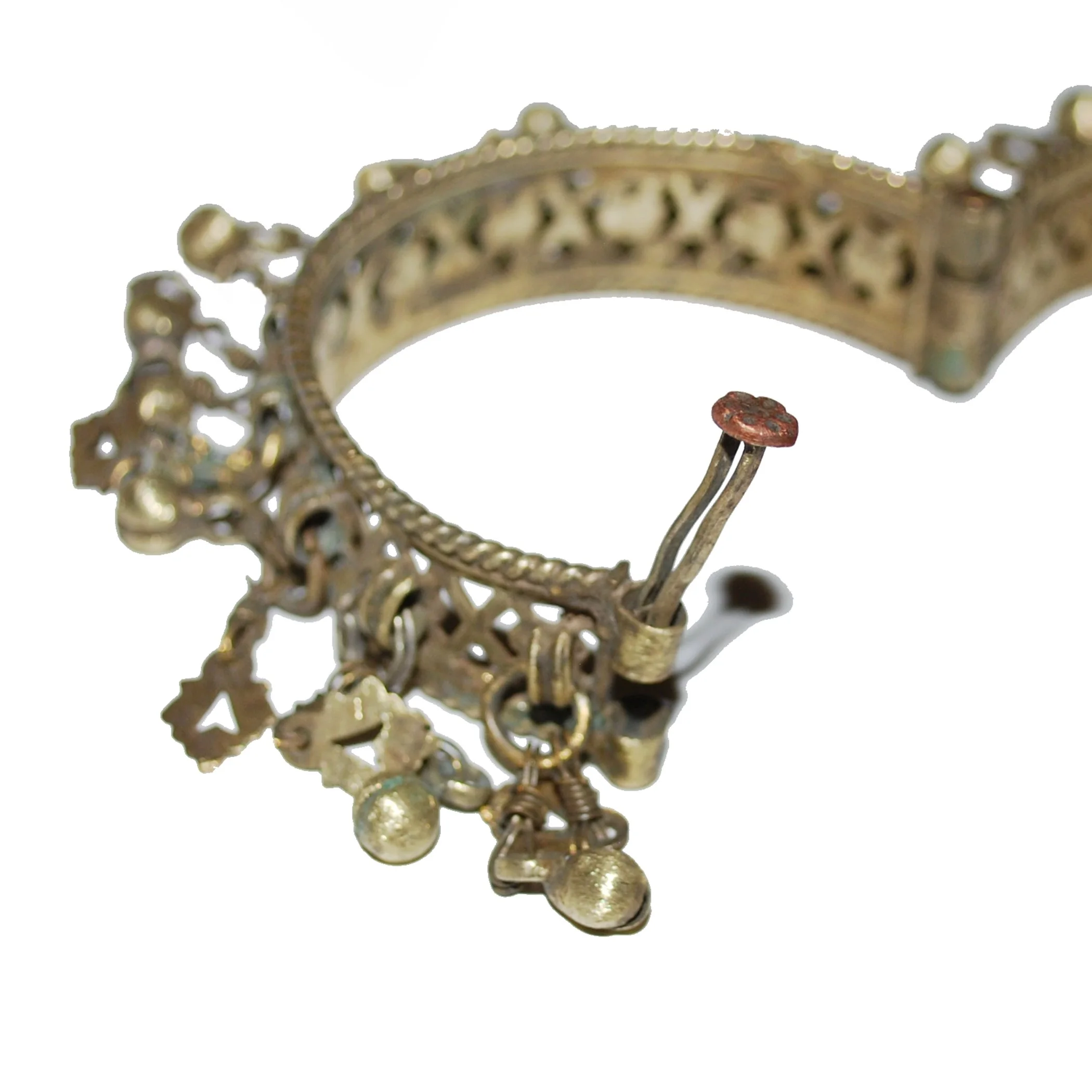 Four Kashmiri Jingle Bracelets - Brassy Dangle Bracelets - Belly Dance Wholesale / Discount Lot