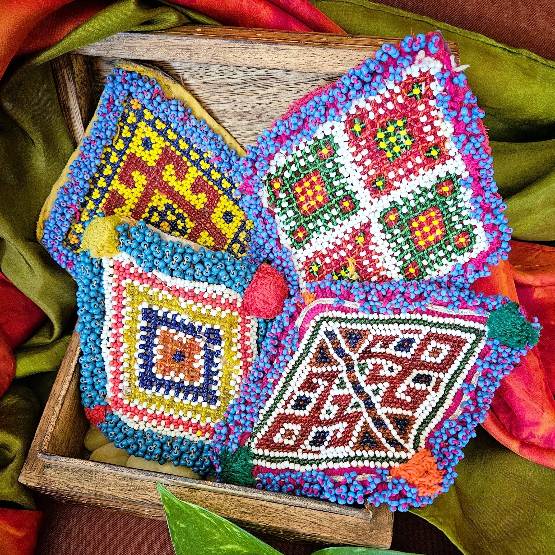 Kuchi Bead Medallions - Lot of  4 Pieces -  Vintage Gul Diamonds - Kuchi Patches