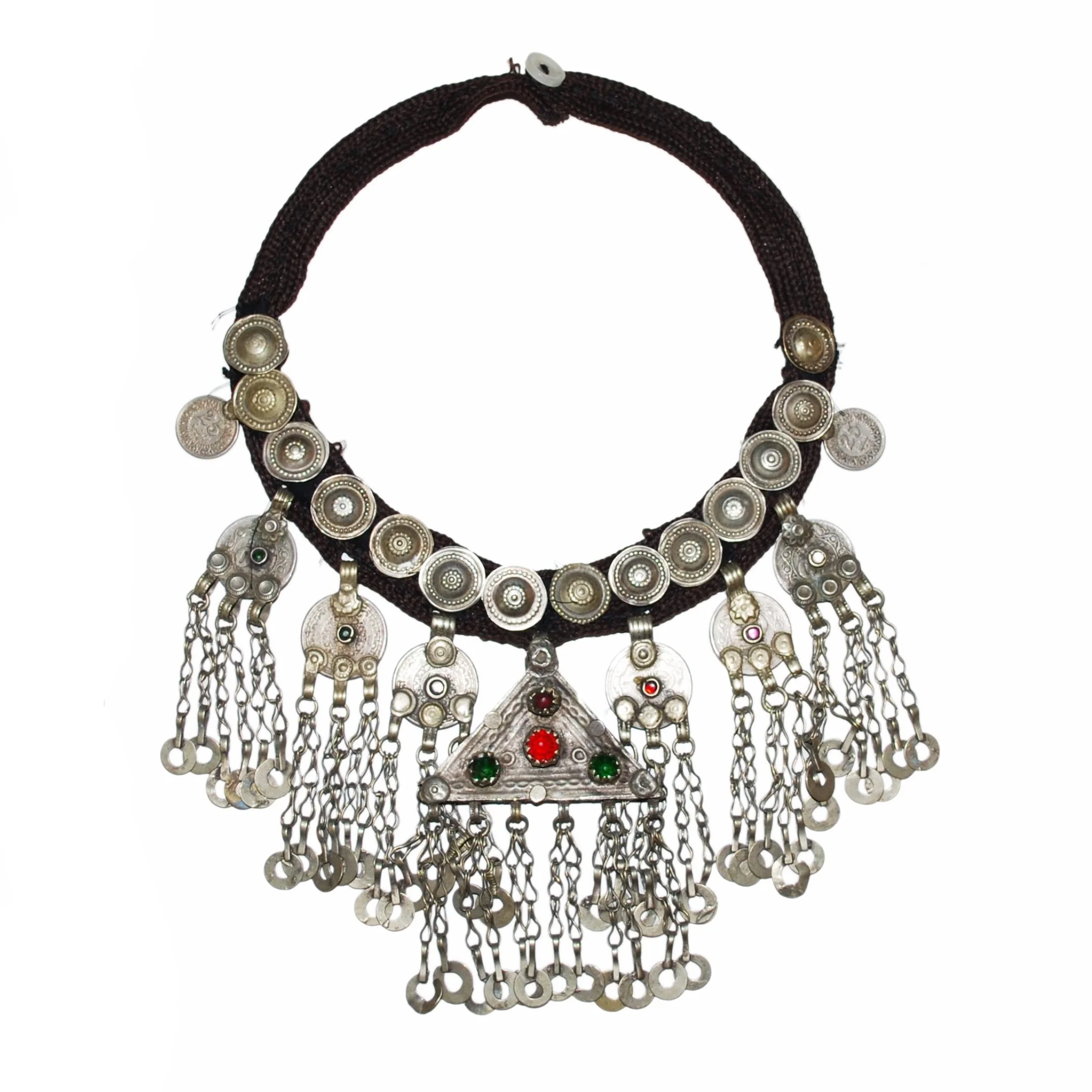 Belly Dance Necklace with Jingle Coins - Kuchi Vintage Triangle Pendant