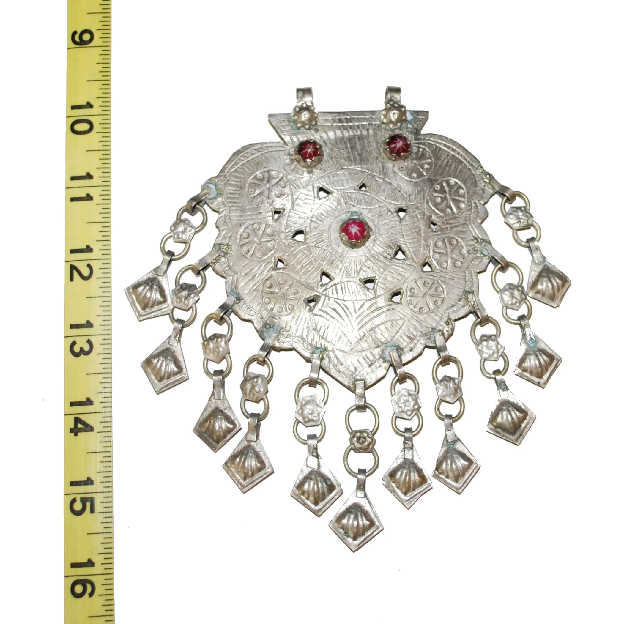 Large Vintage Kashmiri Pendant - Tribal Pendant for Belly Dance Costuming