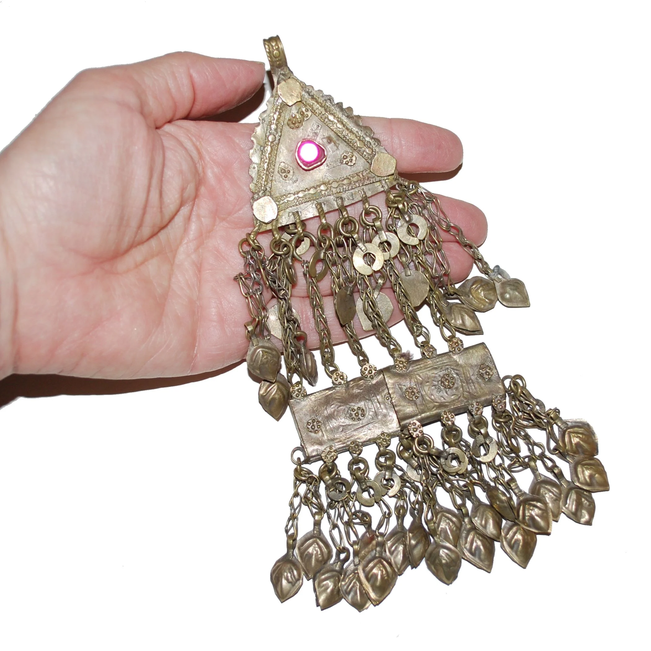 Vintage Kuchi Pendant - Single Kuchi Pendant with Hollow Dangles - Belly Dance