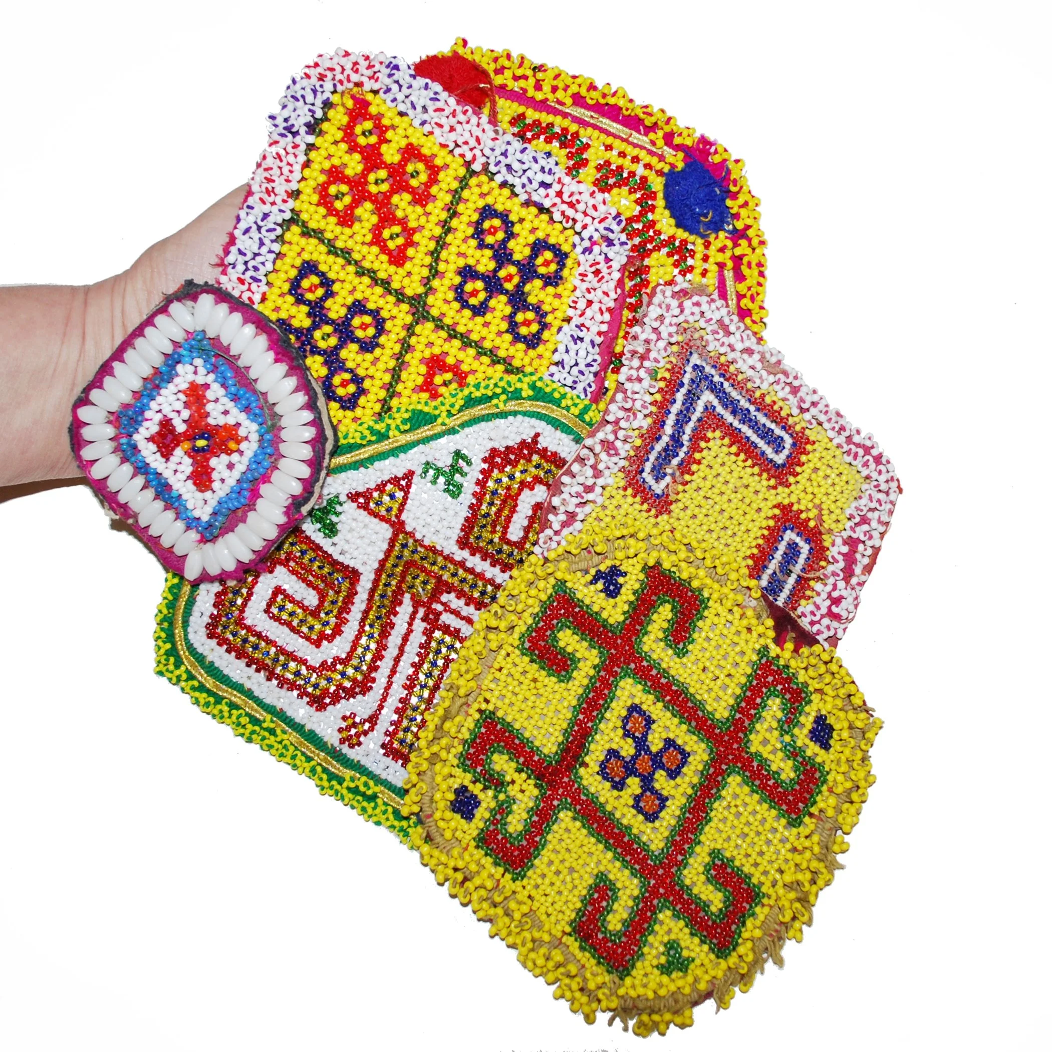 Kuchi Bead Medallions - Lot of  6 Pieces -  Vintage Gul Various Shapes - Kuchi Patches