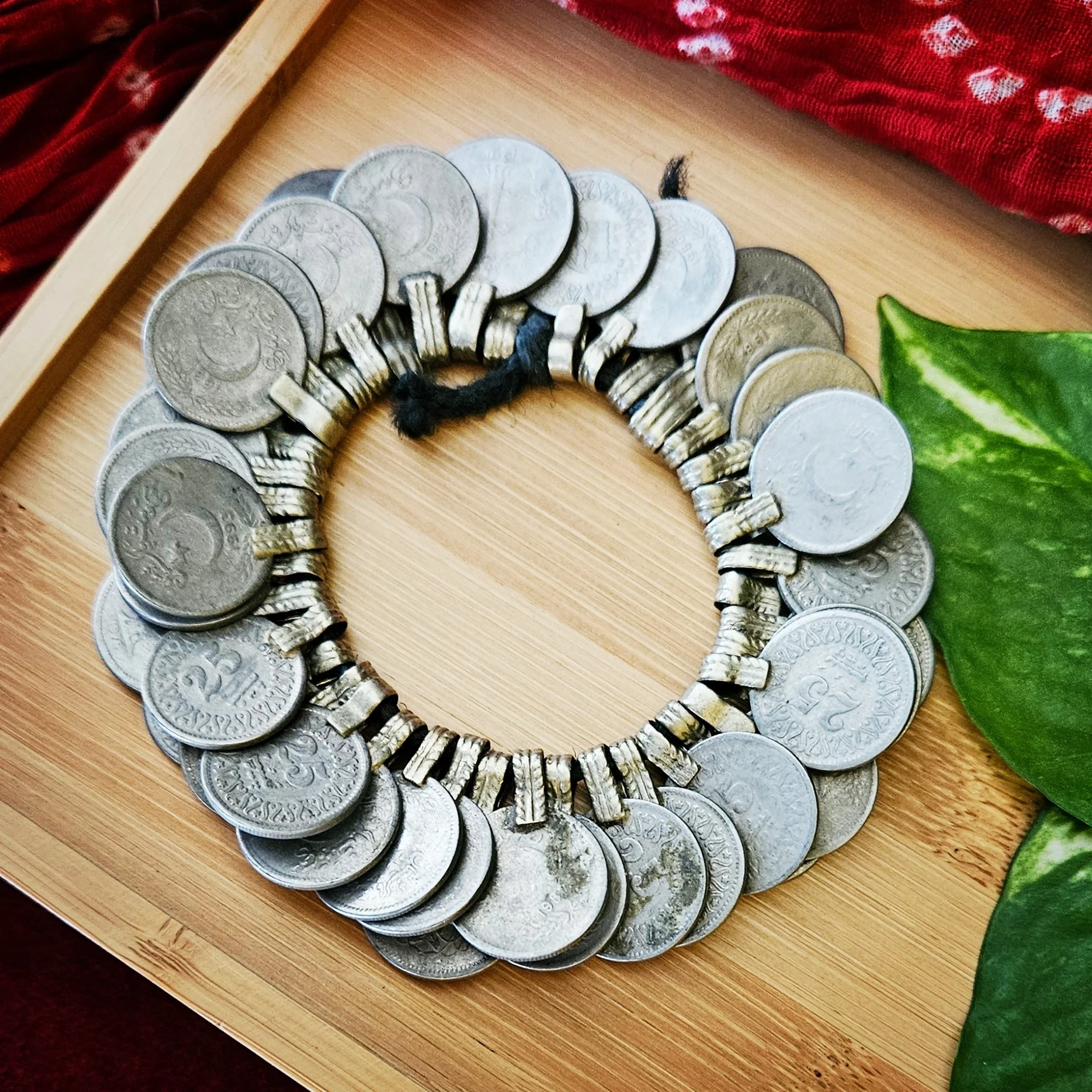 Vintage Kuchi Coins - 42 Small Tribal Coins - Belly Dance DIY Coins on String