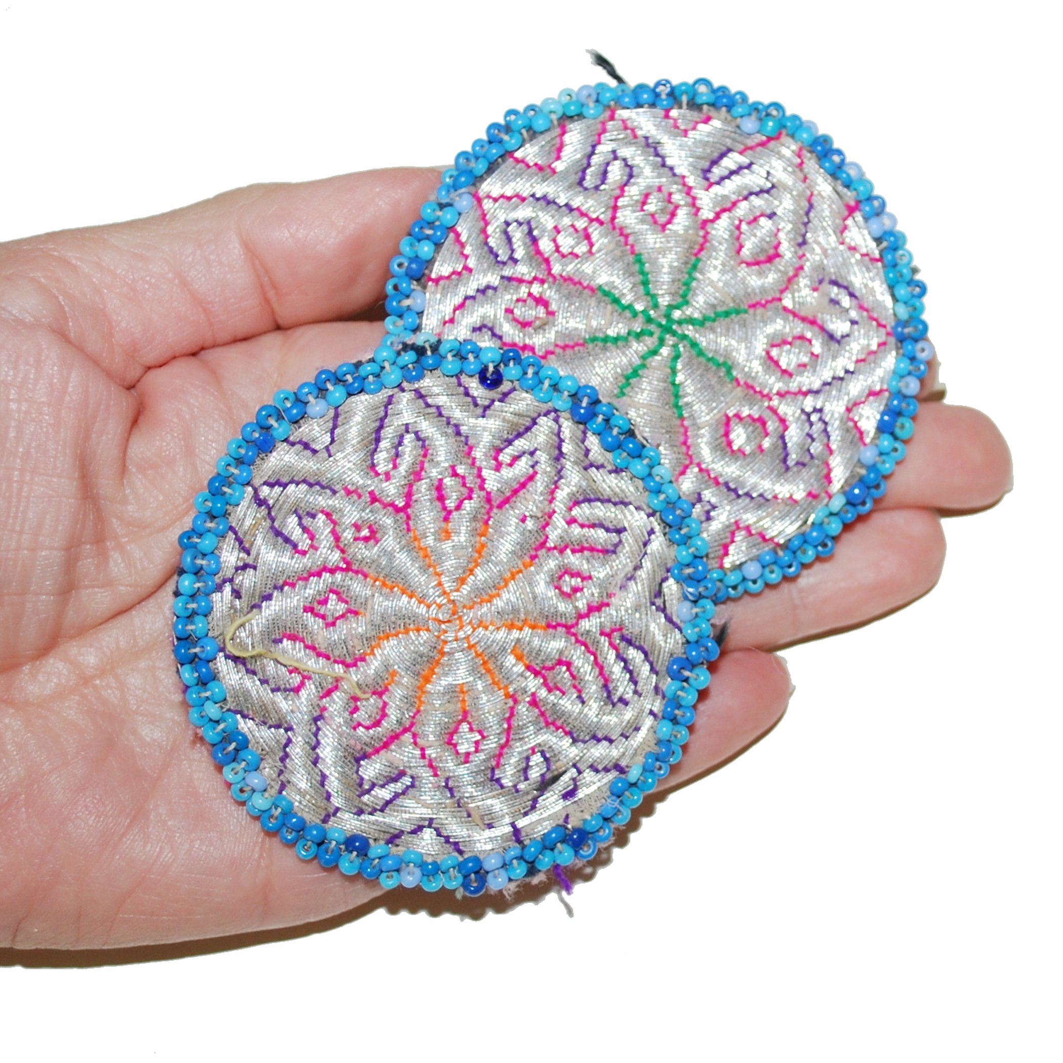 Vintage Kuchi Medallions - 3 Inches - Embroidery and Bead - Kuchi Gul i Peron