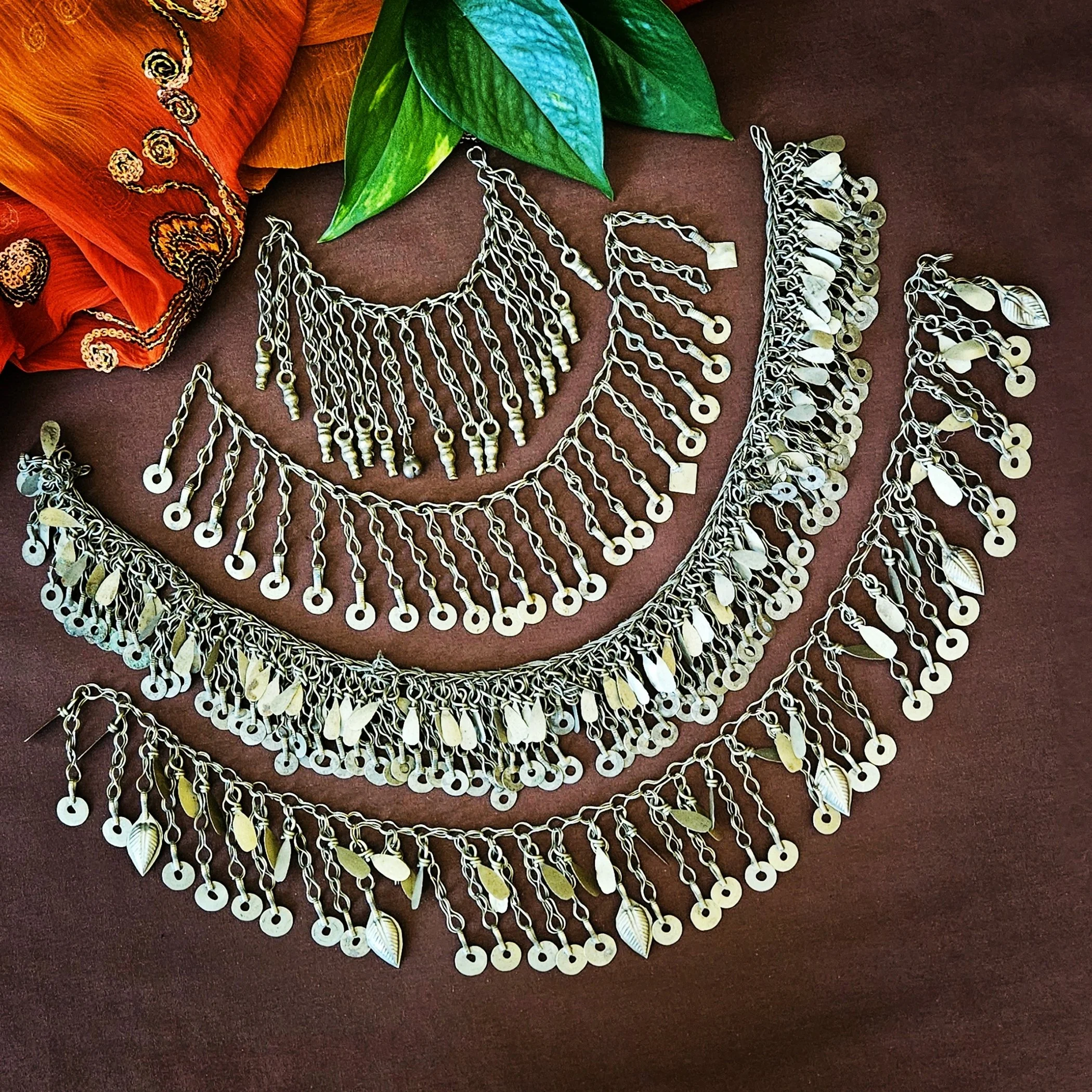 Kuchi Chain Fringe Vintage - Four Pieces - Tribal Chain Fringe for  Belly Dance - 45 Inches Total