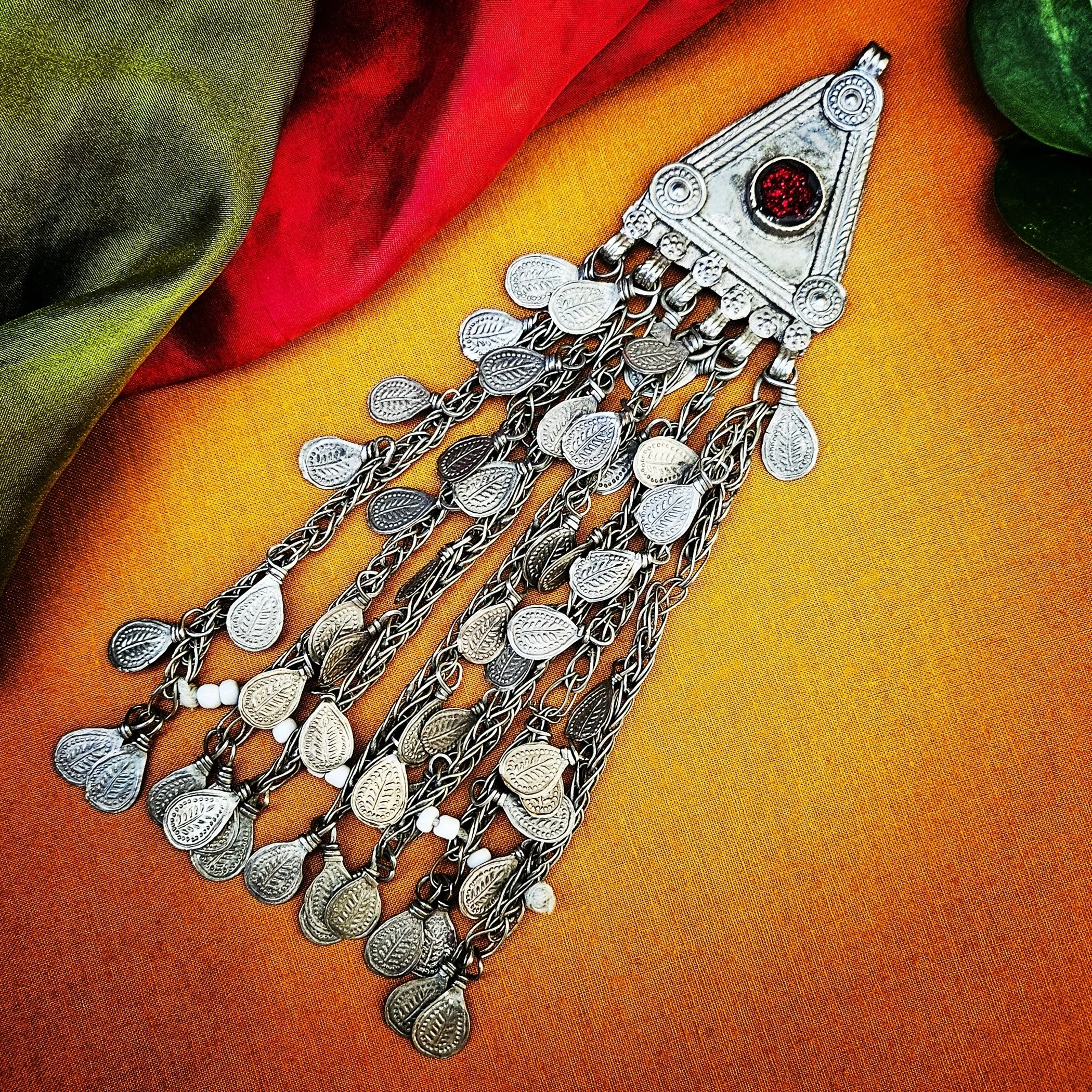 Vintage Kuchi Pendant - Flat Stamped Dangles - Tribal Belly Dance Pendant