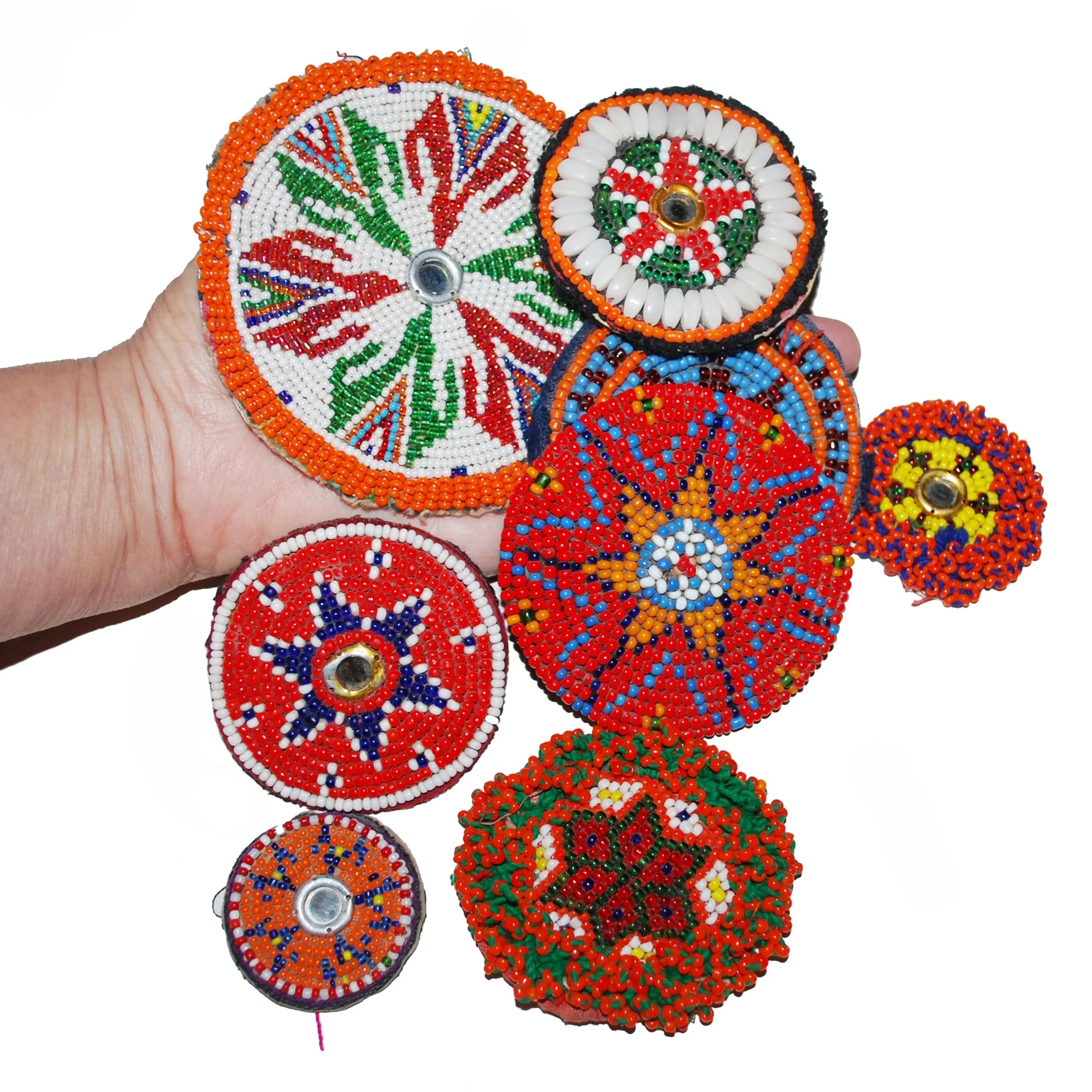 Kuchi Bead Medallions - Lot of  8 Pieces -  Vintage Gul - Kuchi Patches