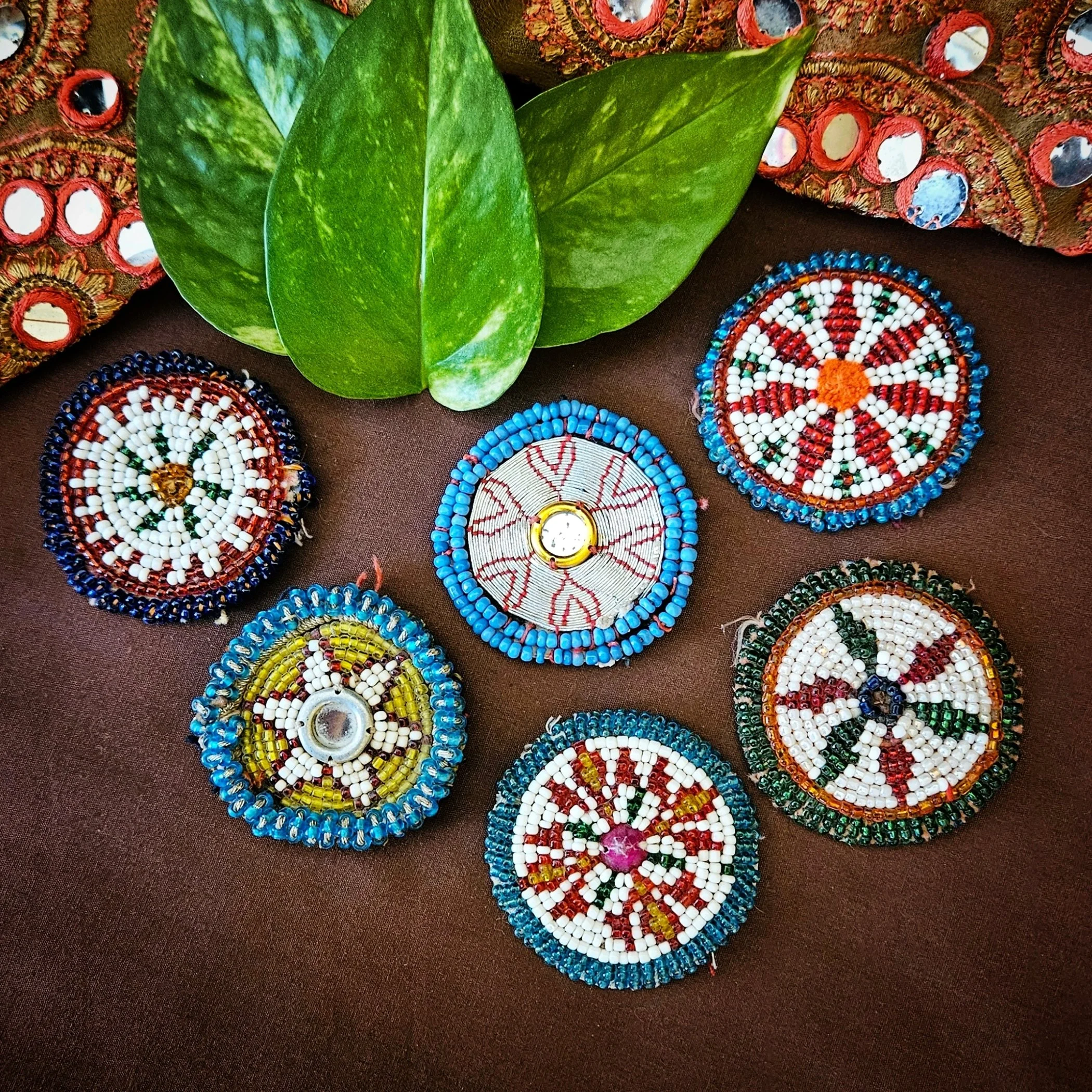 Small Round Vintage Kuchi Bead Medallions